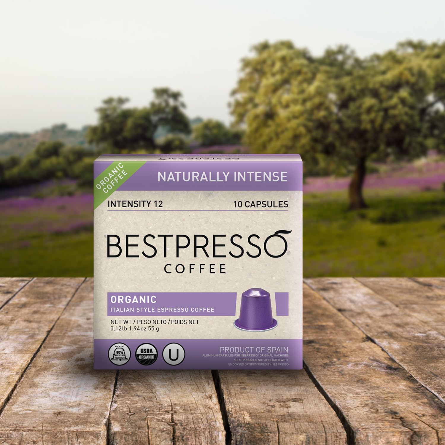 Cápsulas de café expreso de aluminio orgánico USDA Bestpresso para máquina Nespresso original, paquete de 120 (naturalmente intenso)