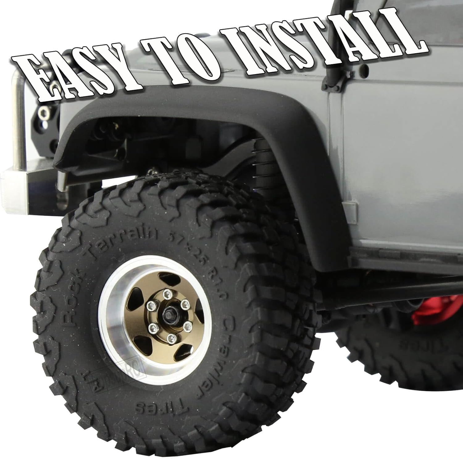 Neumáticos de aluminio Beadlock RC de 1.0 pulgadas para camiones RC 118 124 TRX4M, SCX24, FCX24 RC Crawler, ruedas RC Hops Up (4 piezas doradas)