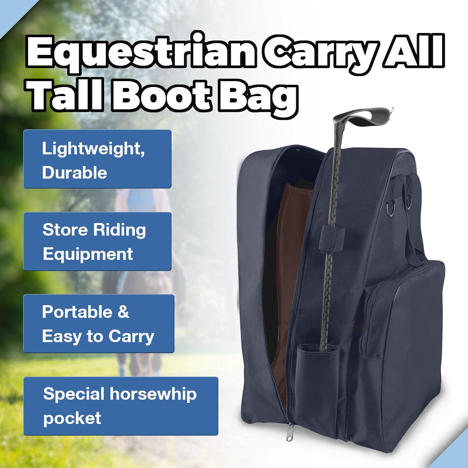 Harrison Howard Equestrian Pack Equipment Bolsa de transporte multifuncional para botas Casco Horsewhip Horse Riding Pack Equipment – Navy