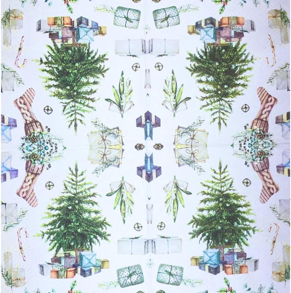 Servilletas de papel de Navidad de 20 unidades, 13 x 13 pulgadas, servilletas de Navidad de 3 capas para arte, cena y fiesta, servilletas