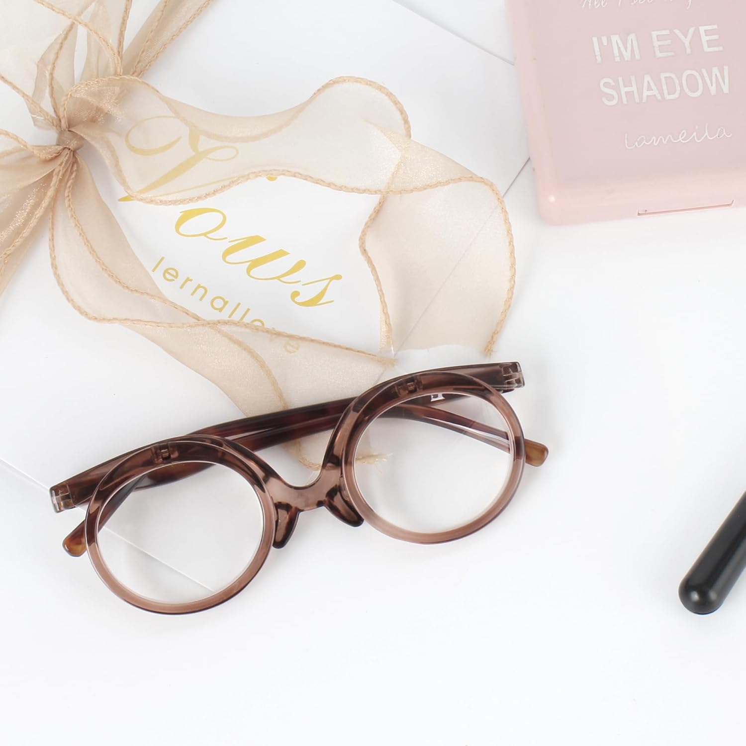 Aisi Gafas de lectura de maquillaje para las mujeres lectores cosméticos Flip Up doble lente aumento gafas