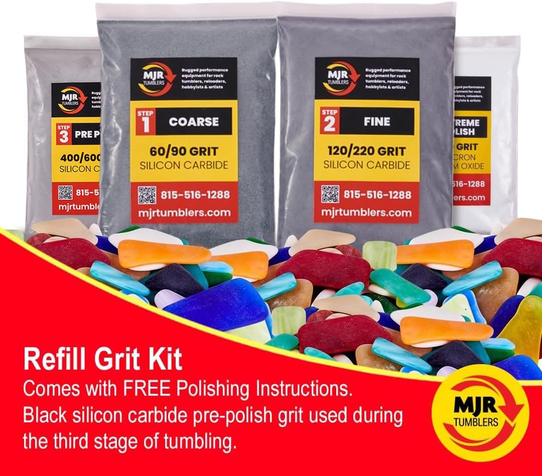 MJR Tumblers Kit de recambio de arena para vasos de roca de 50 libras, carburo de silicio, óxido de aluminio, polaco de medios