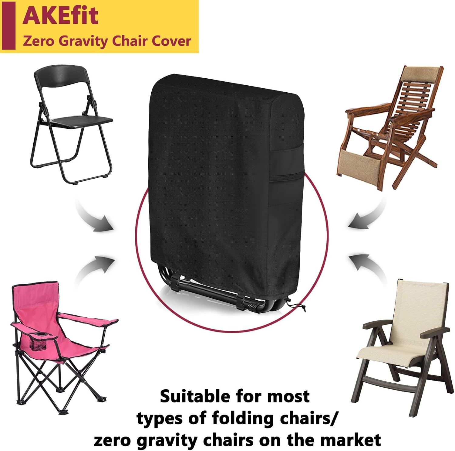 AKEfit Funda plegable impermeable para sillas de gravedad cero para exteriores, resistente a los rayos UV, protege de la lluvia y el sol, 1 unidad
