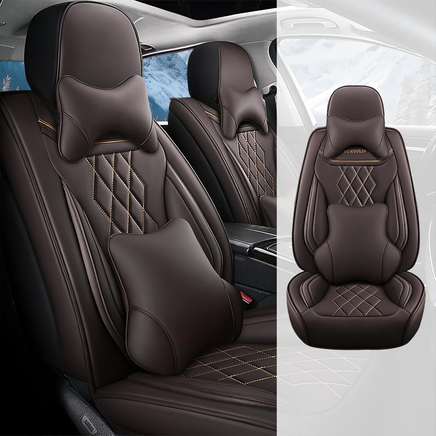 Fundas de asiento para Ford F-150 2003-2023, funda de asiento de automóvil de cuero impermeable, accesorios para interiores de automóvil suaves y