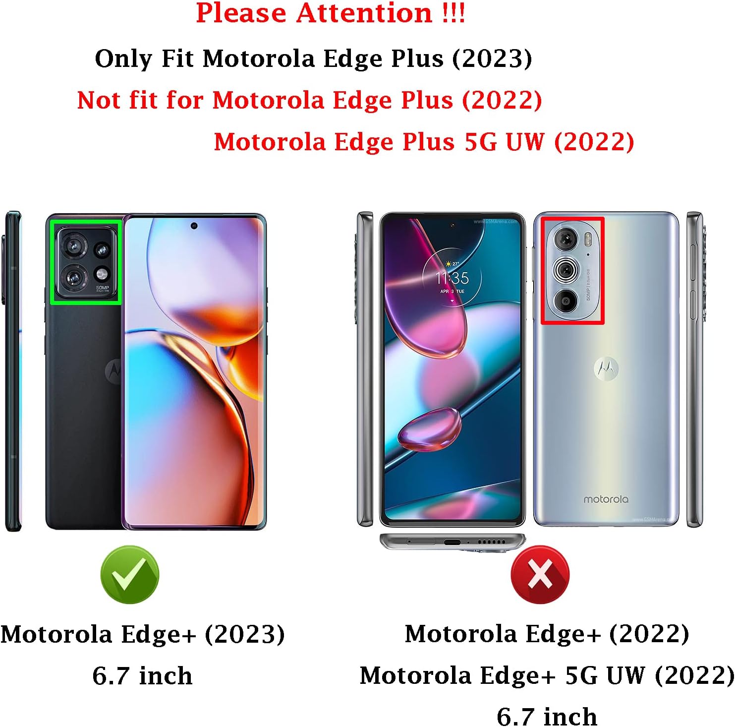 Funda para Motorola Edge Plus 2023 con funda para cámara deslizante y protector de pantalla HD grado militar de 16 pies probada en caídas Funda