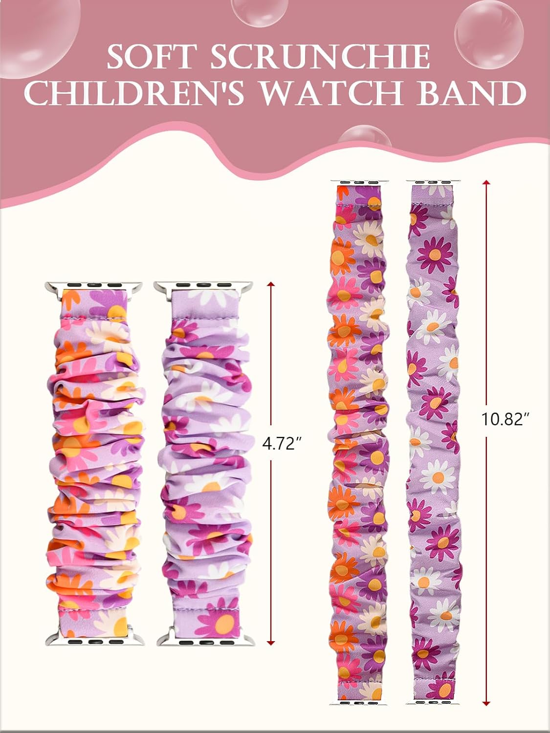 Scrunchie Band for Kids Apple Watch Band Compatible with iWatch Series 87654321SE 38404142444549mm,Cute Stretchy Fabric Strap,Designed for children