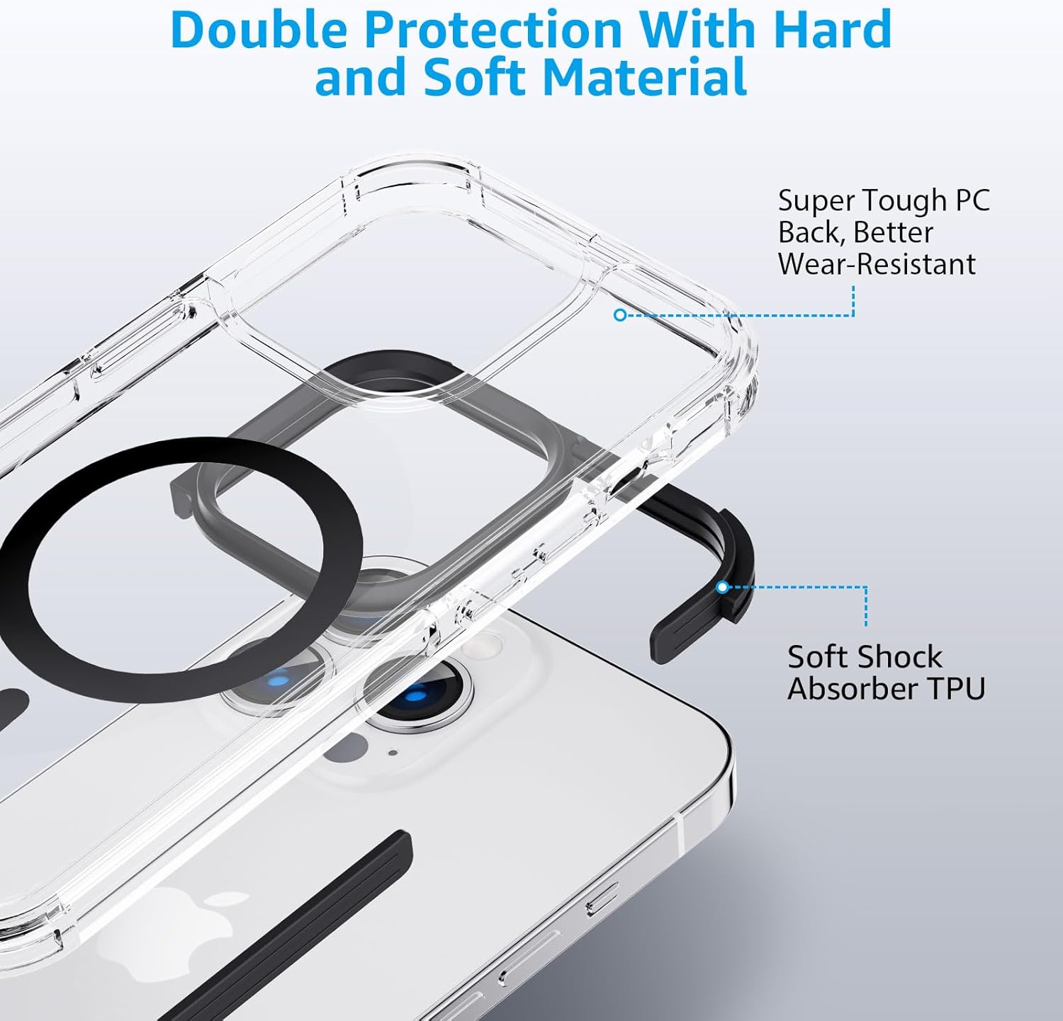Moupiro Funda magnética para iPhone 15 Pro Max compatible con MagSafe búfer de esquina Funda suave y rígida que no se amarillenta para iPhone 15 Pro