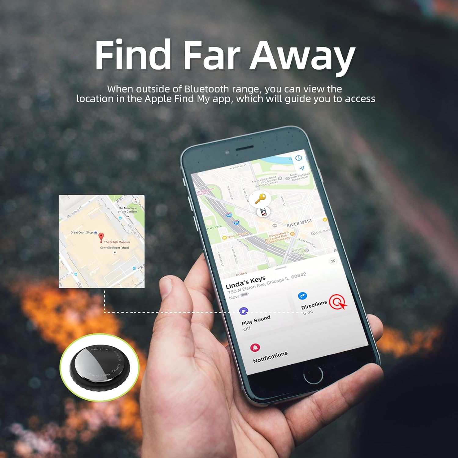 Localizador de llaves, rastreador de equipaje, etiqueta Bluetooth para rastreador de llaves compatible con Apple Find My Keys con batería