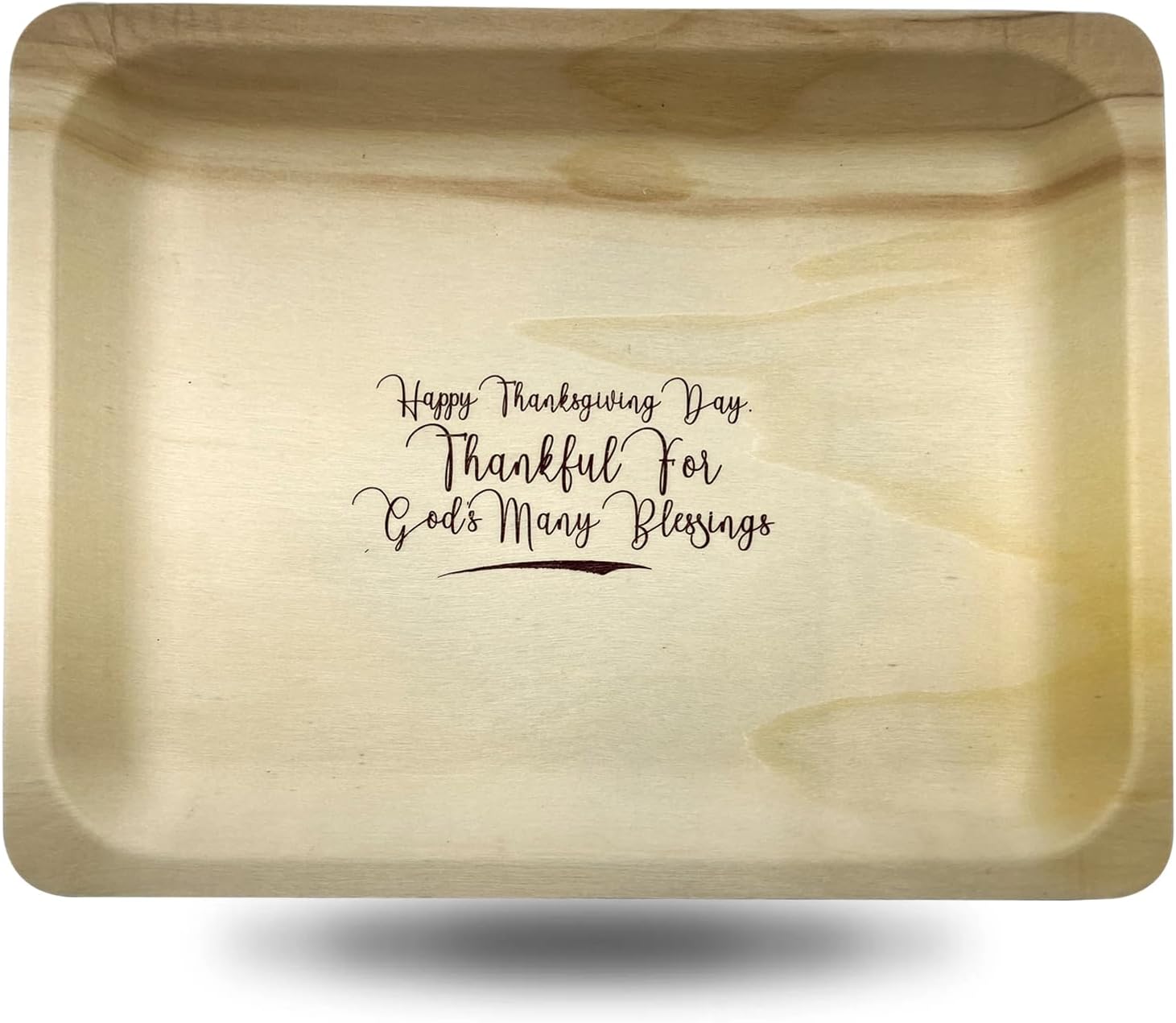 Platos de madera de 10 pulgadas con impresión personalizada “Thankful for God’s Blessings” – Paquete de 25 unidades