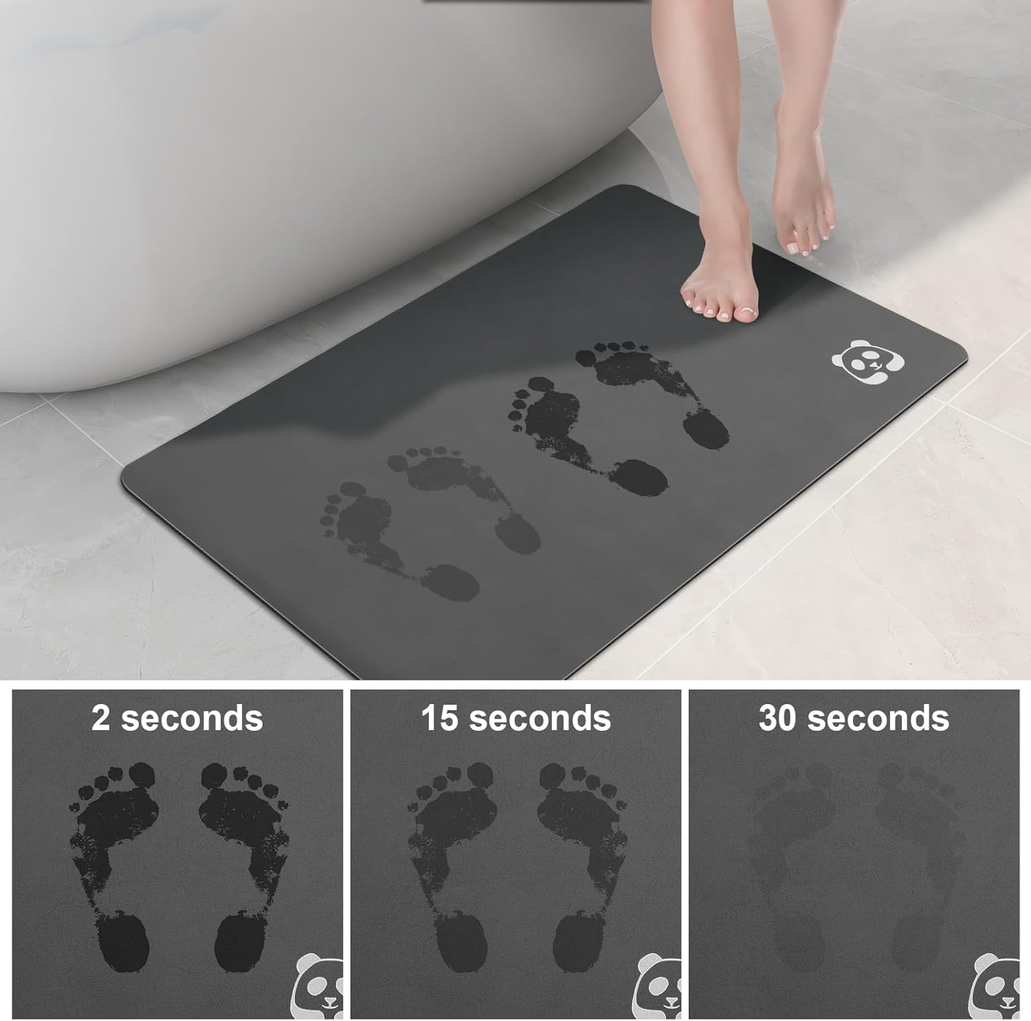 Lofeijxufj Tapete de baño fino de secado rápido, tapete de baño de diatomita con superficie absorbente y antideslizante, fácil de limpiar, alfombra