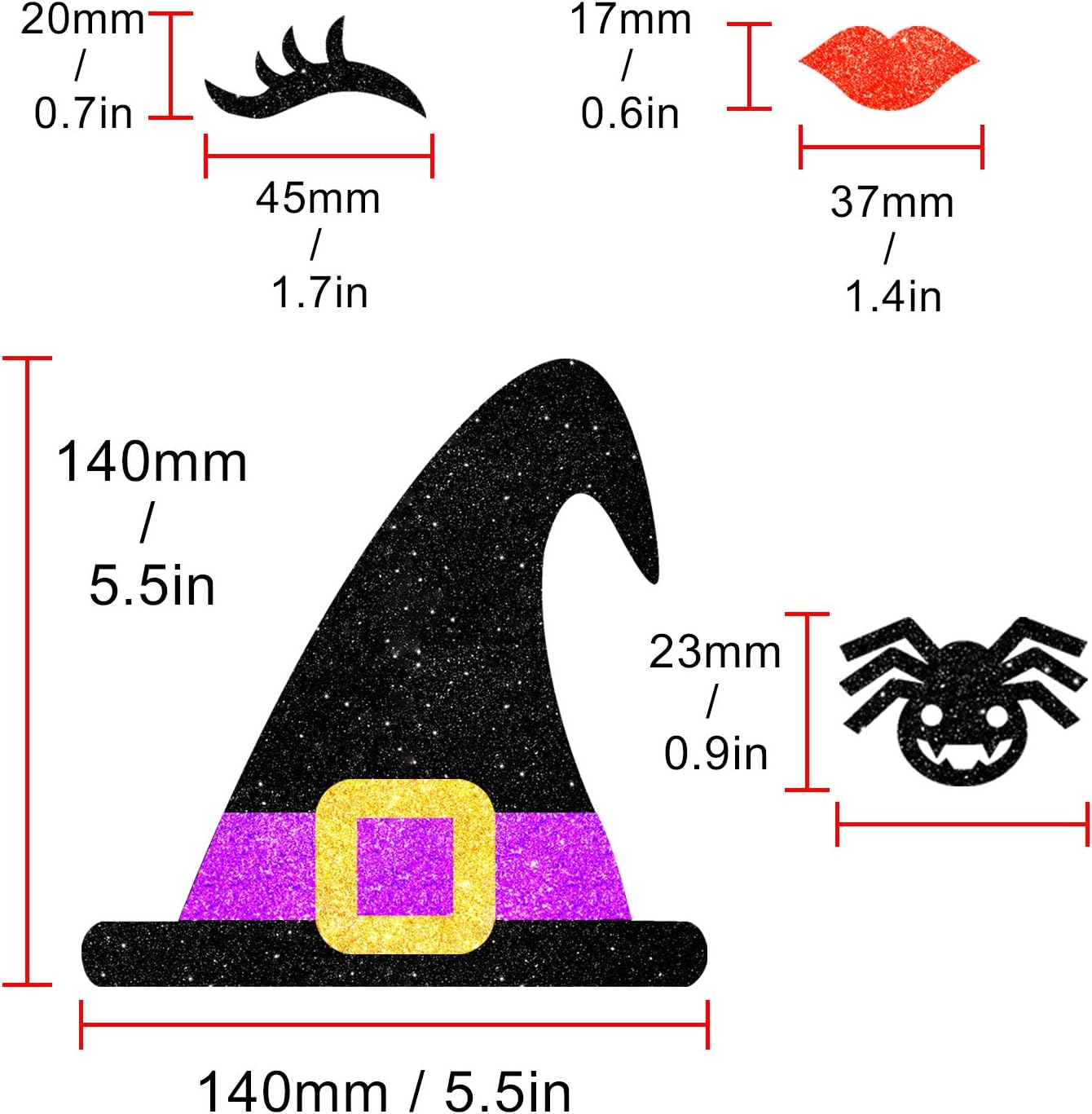 Gorro de bruja de Halloween, decoración de pastel de murciélago con pestañas, púas de labio de ala para Halloween, temática de terror, fantasía,