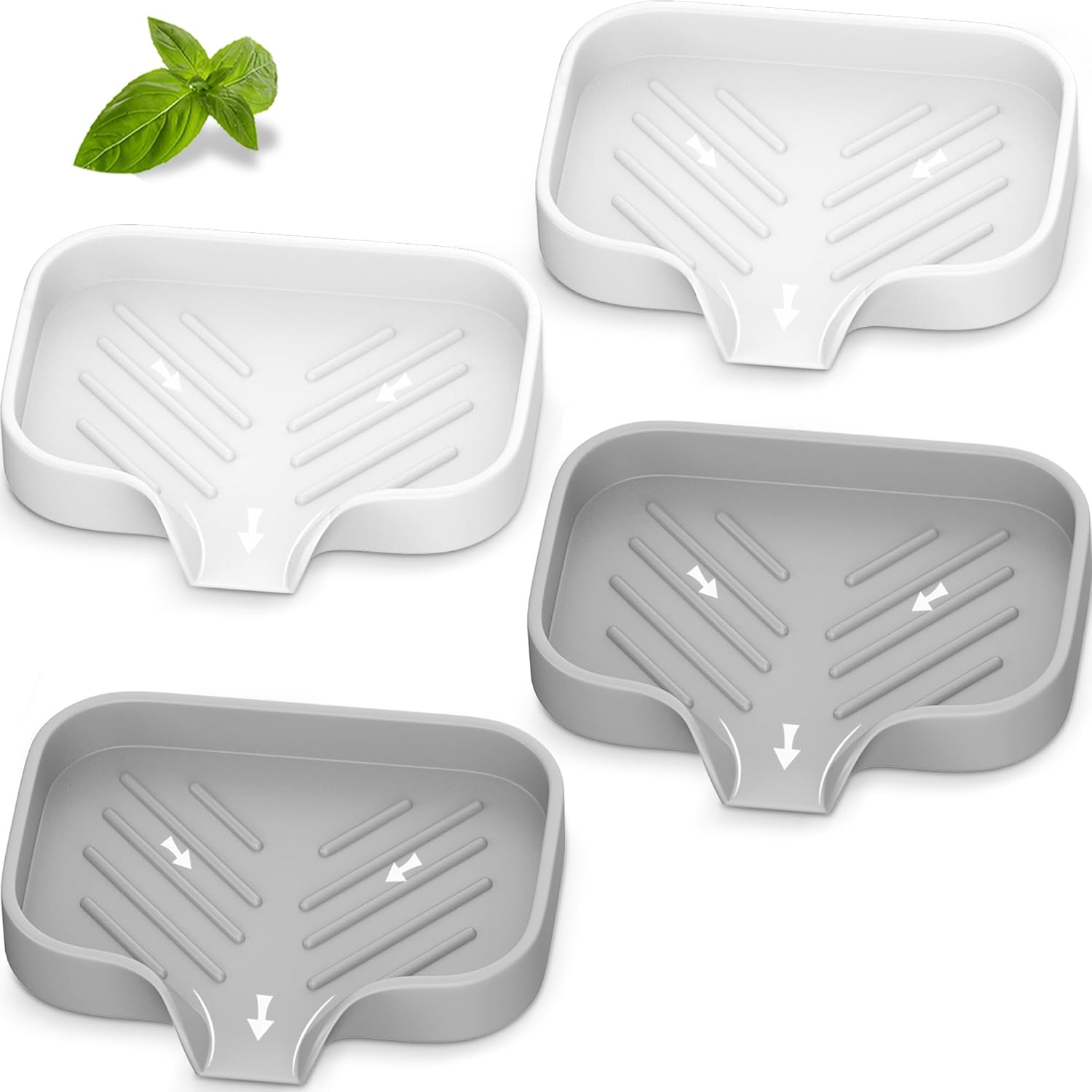 Jabonera de silicona, 4 piezas de soporte de jabón de silicona grueso de gran pureza, bandeja de jabón autodrenante, jabonera de baño, soporte para