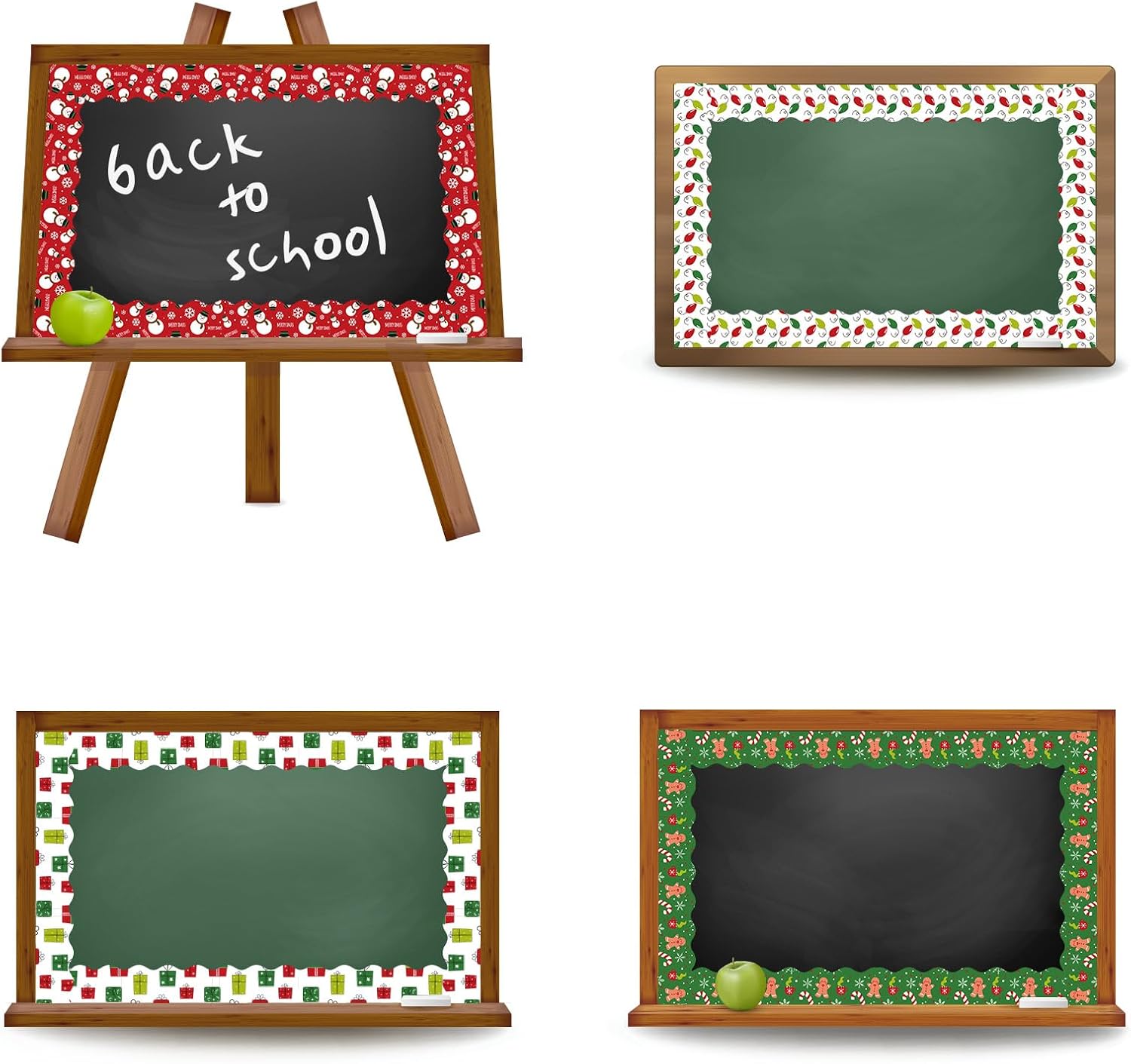 Whaline Bordes de tablón de anuncios de Navidad de 69 pies, muñeco de nieve, hombre de jengibre, caramelo, bulbo autoadhesivo, para decoración de