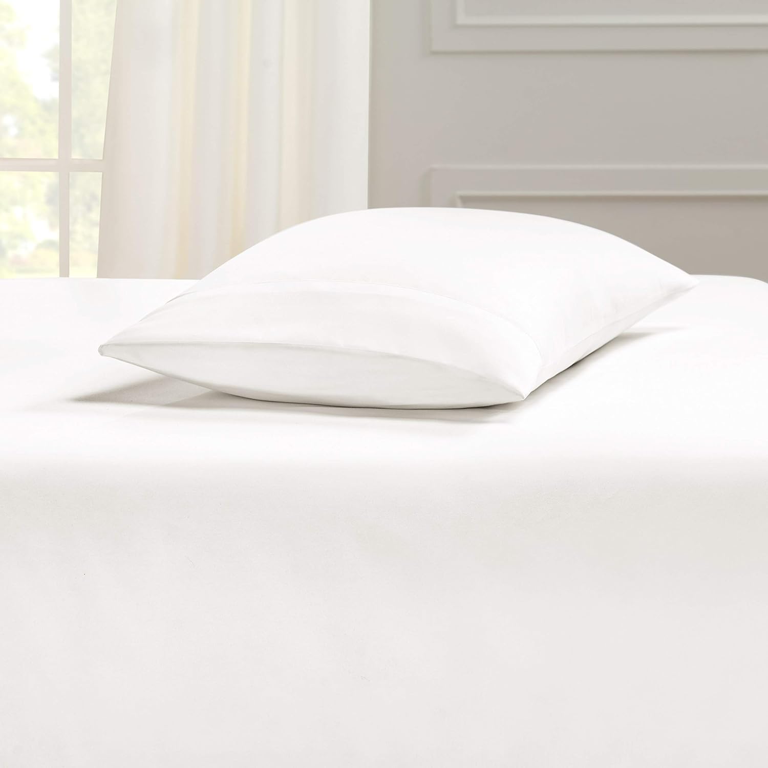 Juego de 2 fundas de almohada de algodón puro de fibra larga de 800 hilos, tamaño cuadrado blanco (26 x 26 pulgadas), fundas de almohada suaves y