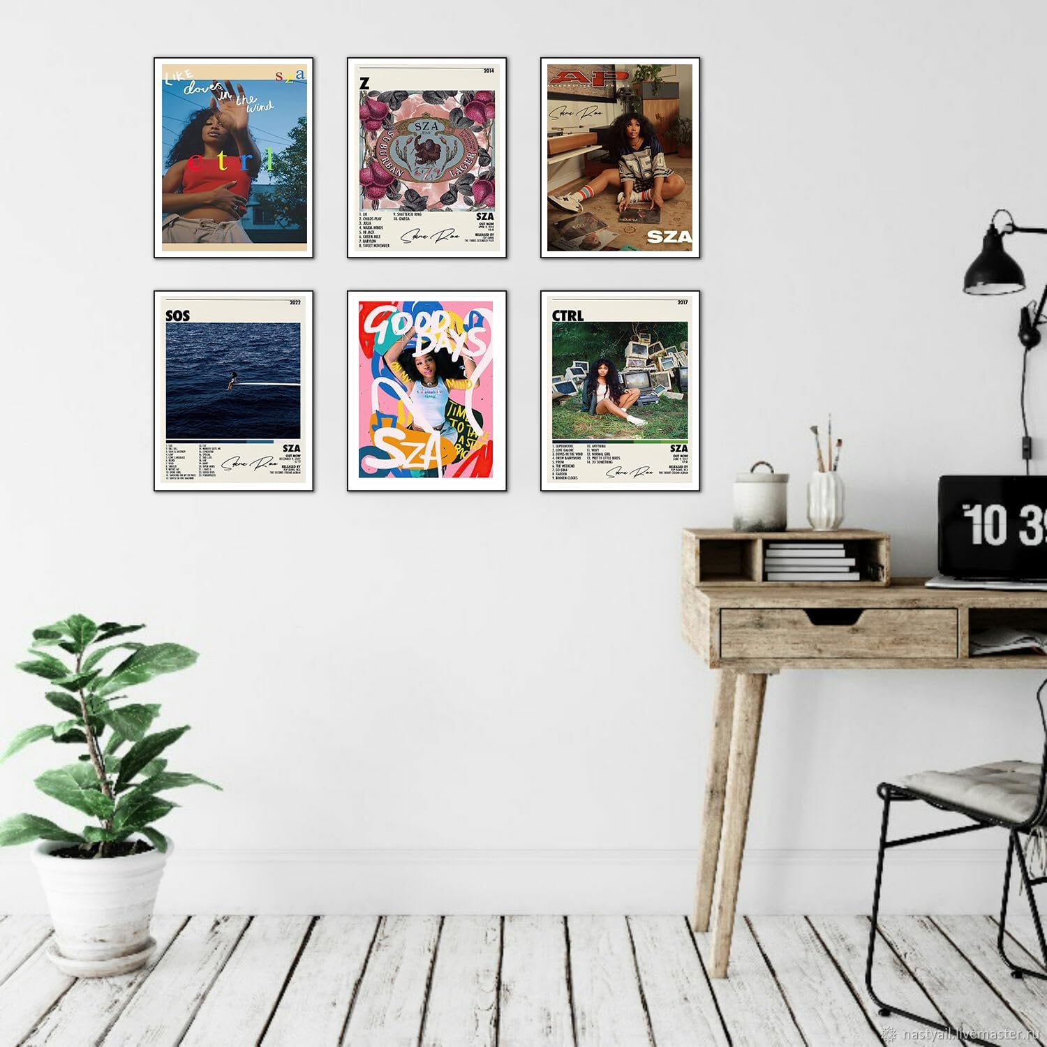 Sza – Póster de música en lienzo para pared, portada de álbum, firmado, limitado, juego de 6 pósteres estéticos retro para decoración de dormitorio,