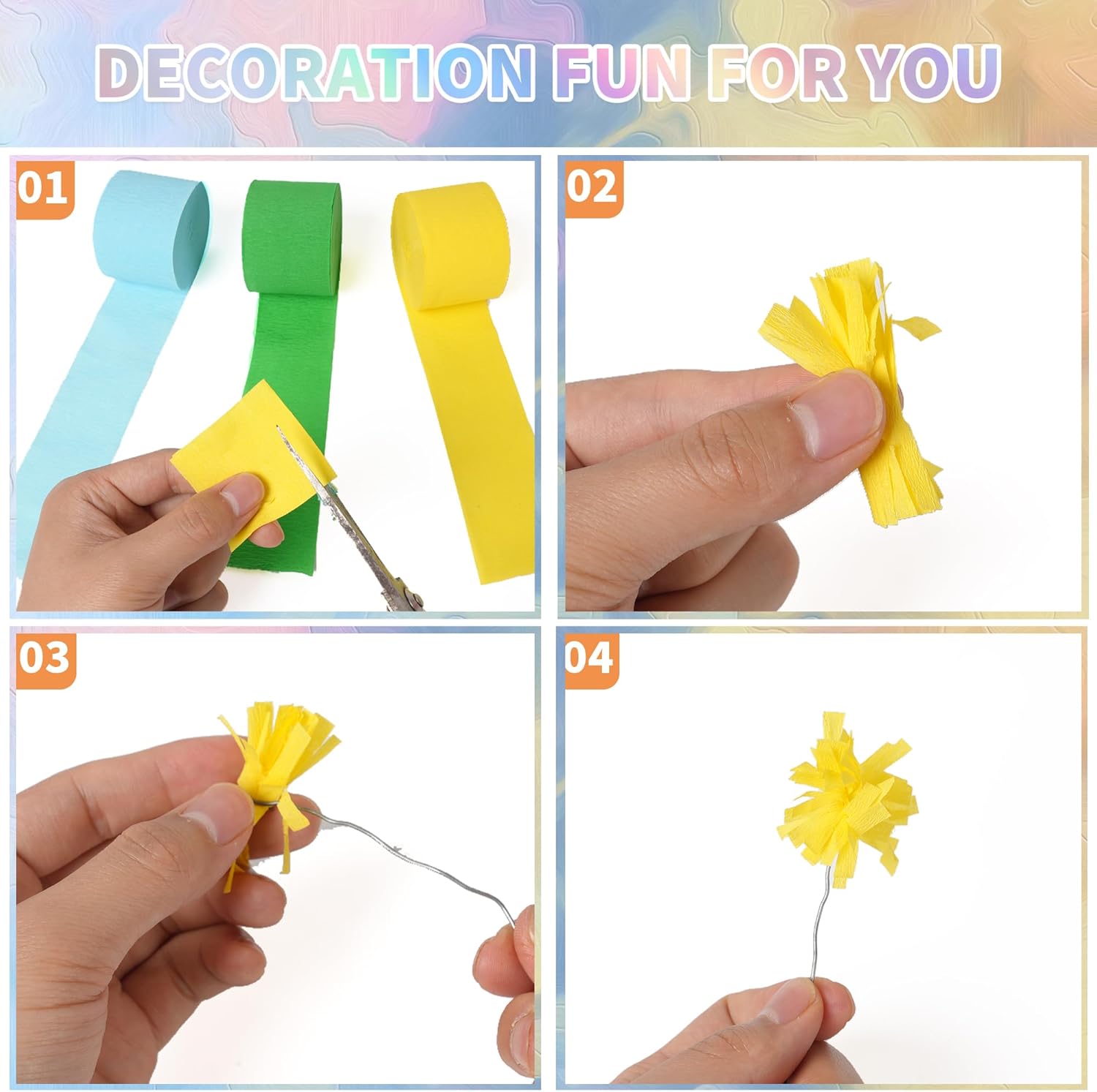 12 rollos de serpentinas de papel crepé, 12 colores arcoíris para decoración de cumpleaños, bodas, baby shower, fiesta forestal, fiesta temática