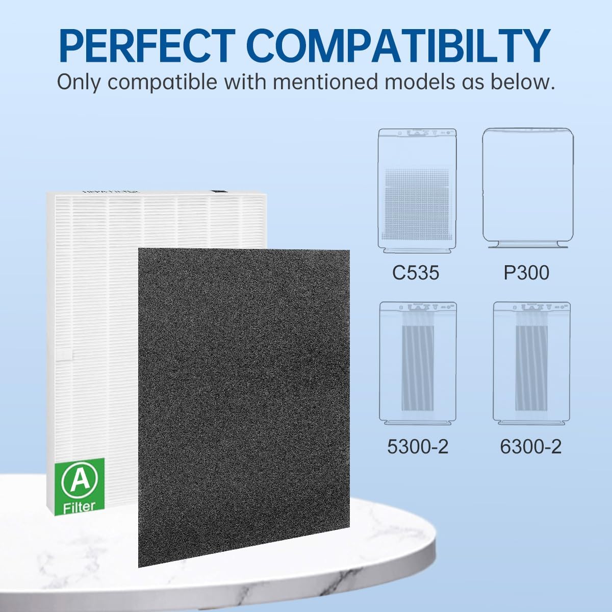 115115 C535 – Filtros de repuesto True HEPA compatibles con Winix Wac5300 5500 6300 P300 Plasmawave 5300-2 5500 6300-2 y 290 300DX95 y AP-300PH,