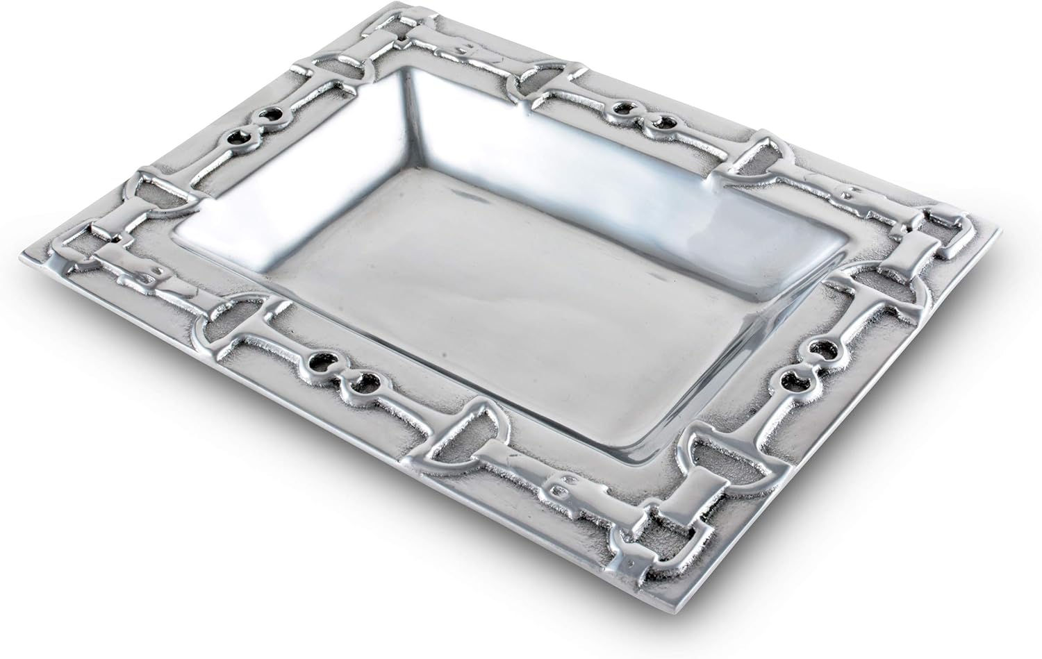 Arthur Court Designs Bandeja de aluminio para servicio de alimentos ecuestres, organizador de almacenamiento de escritorio, catchall, valet, mesita