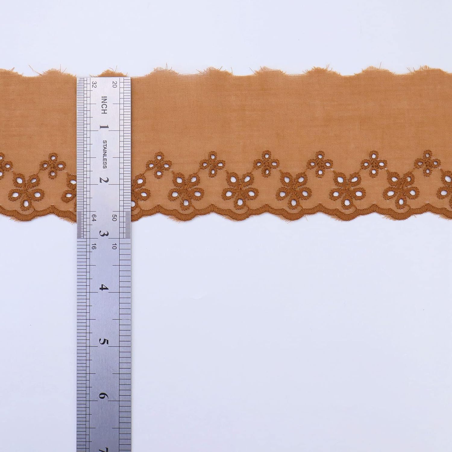 Cinta de encaje de algodón marrón con ojales, 5 yardas, encaje festoneado para coser, ropa de bebé, ropa de mascotas