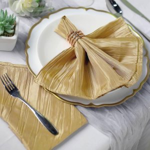 Efavormart – Paquete de 5 servilletas de tafetán arrugado de acordeón dorado, brillo metálico impecable, perfectas para ceremonias de boda, Efavormart – Paquete de 5 servilletas de tafetán arrugado de acordeón dorado, brillo metálico impecable, perfectas para ceremonias de boda,