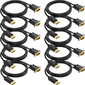 Cable DisplayPort a VGA de 5 pies, paquete de 10 unidades, adaptador DP a VGA macho a macho chapado en oro para computadora, laptop, TV, proyector, Cable DisplayPort a VGA de 5 pies, paquete de 10 unidades, adaptador DP a VGA macho a macho chapado en oro para computadora, laptop, TV, proyector,