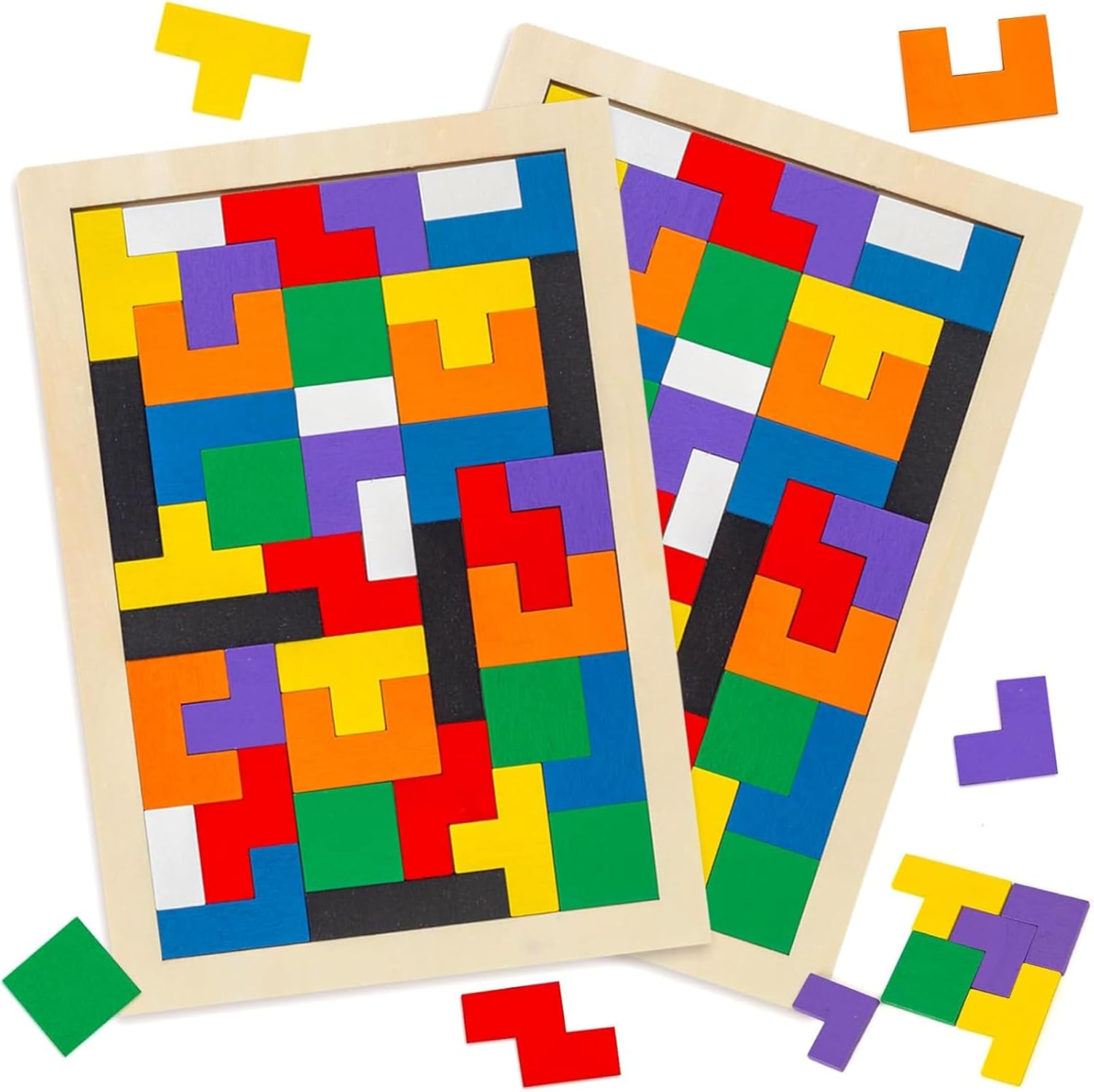 3 otters Rompecabezas de bloques de madera, 2 juegos de bloques rusos rompecabezas de madera, juegos cerebrales, juguetes de inteligencia para