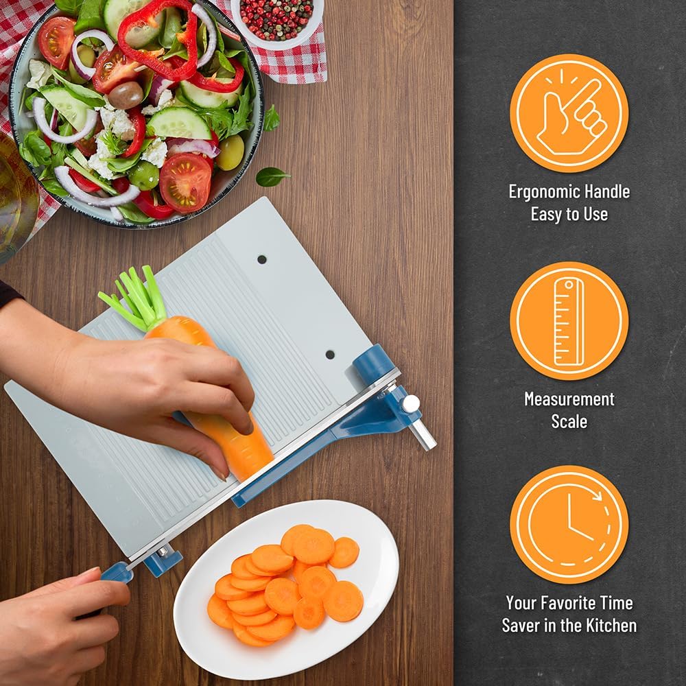 Cortador de queso multiusos con tabla, esfera de grosor ajustable, tabla de cortar con hoja de acero inoxidable para mantequilla spam y más para