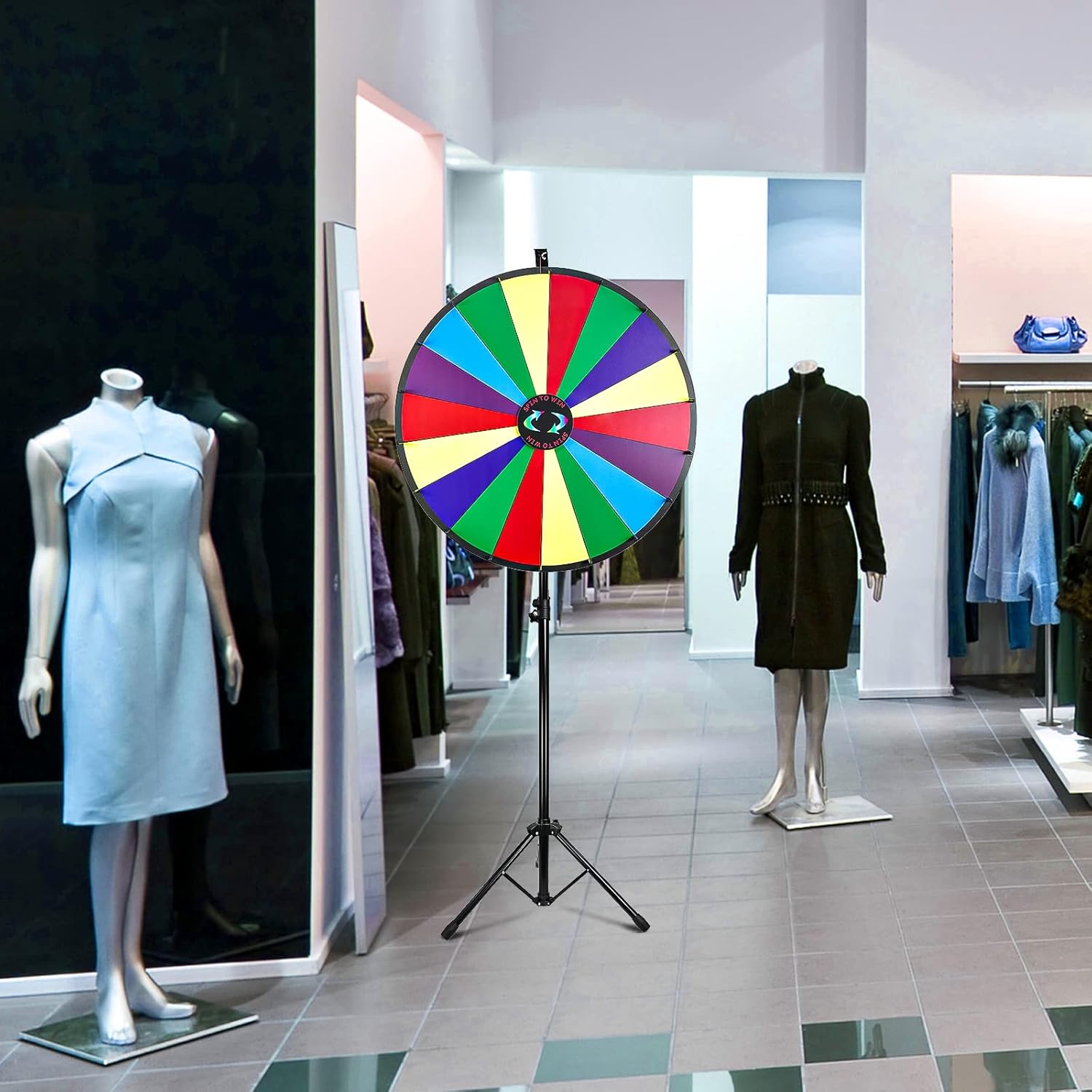 iElyiEsy Rueda giratoria de 30 pulgadas de la fortuna con trípode plegable, altura ajustable, rueda giratoria de 18 ranuras con rotulador y borrador