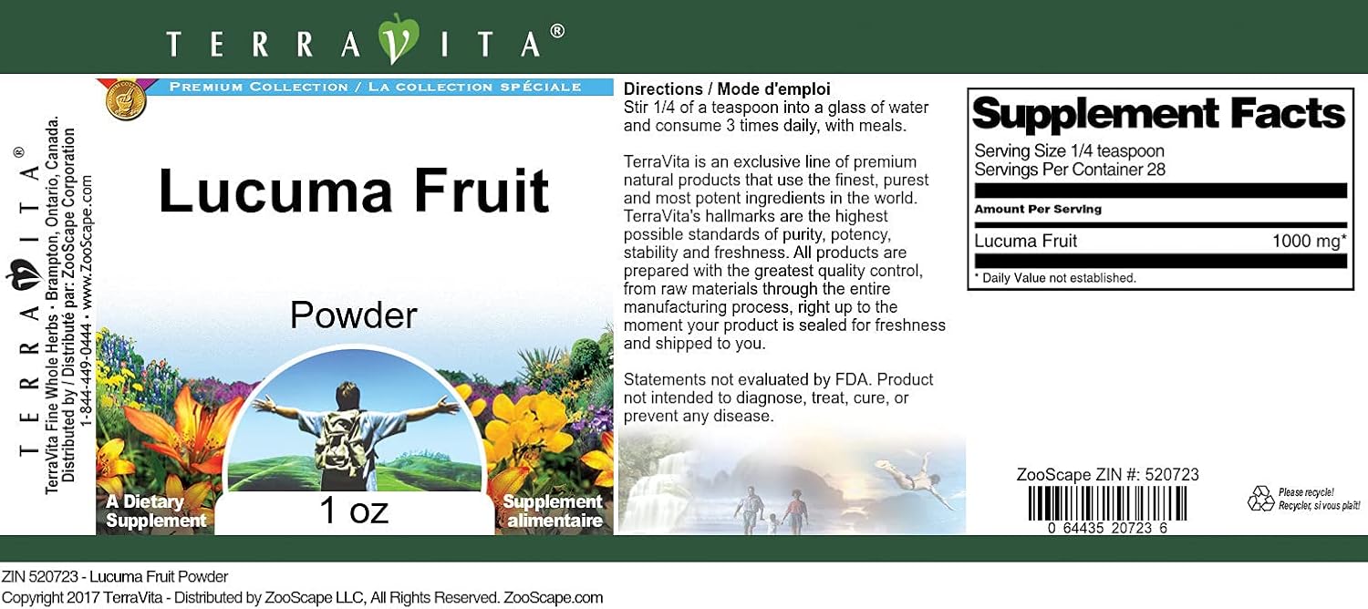 Terravita Polvo de frutas de lúcuma (1 oz, ZIN 520723) – Paquete de 2
