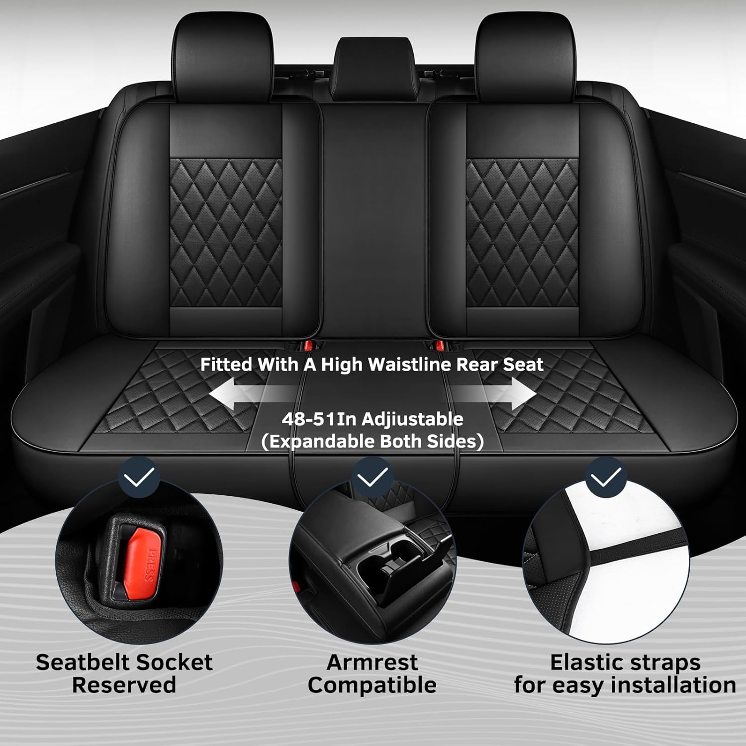 FREESOO Juego completo de fundas de asiento de cuero, Toyota Camry Corolla de 5 asientos para automóviles, ajuste universal para la mayoría de