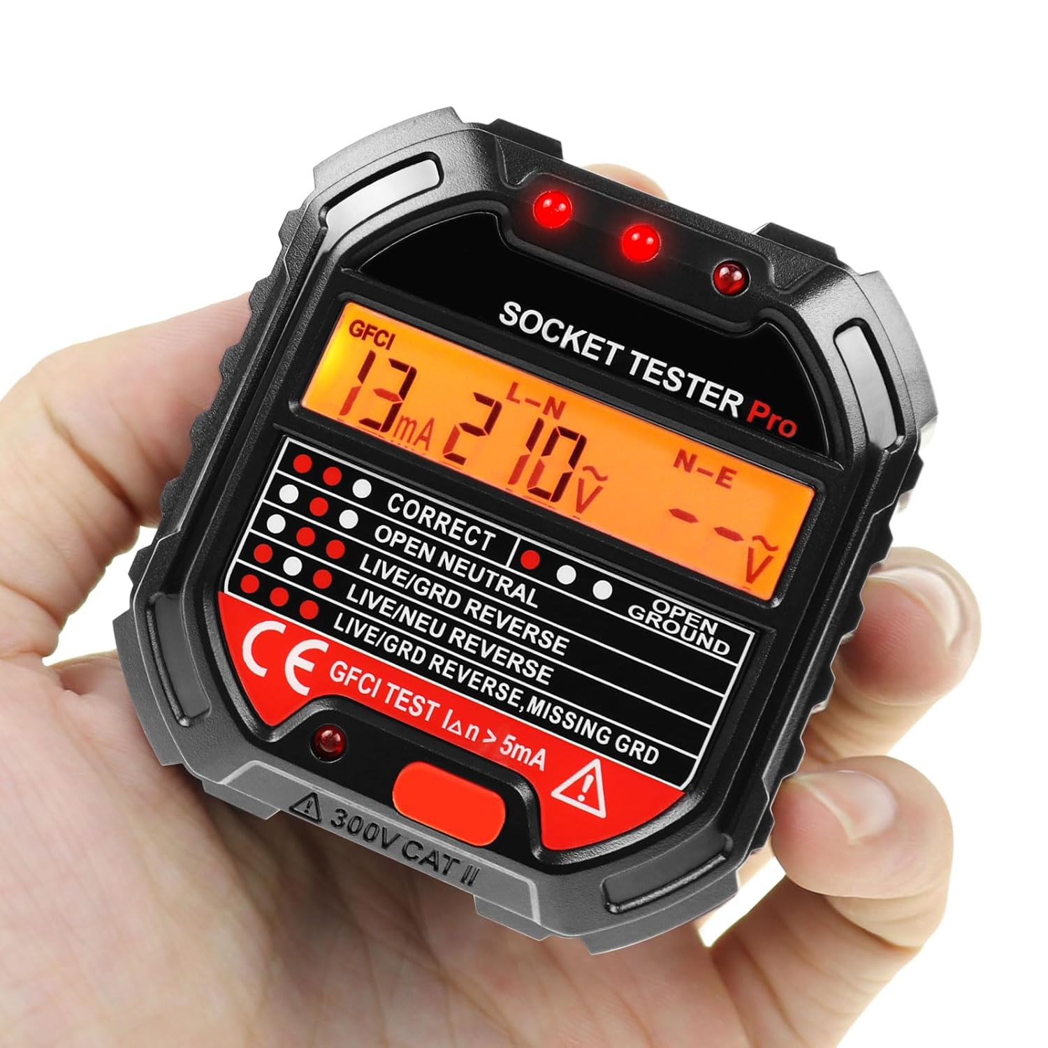 Probador de salida GFCI avanzado probador de receptáculos con pantalla de voltaje 90  250 V45  65 Hz detector de voltaje de enchufe de pared
