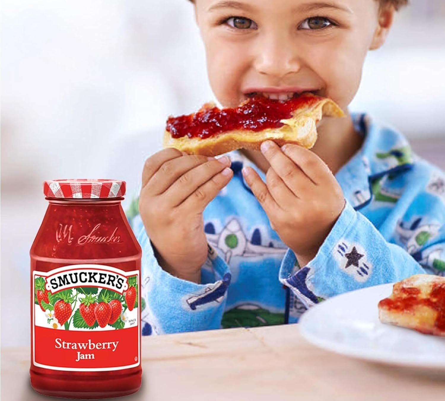 Strawberry Jam es libre de gluten, sin OMG y sin MSG añadido  Mermelada de fresa saludable para niños y adultos, una fruta dulce para untar, tarro
