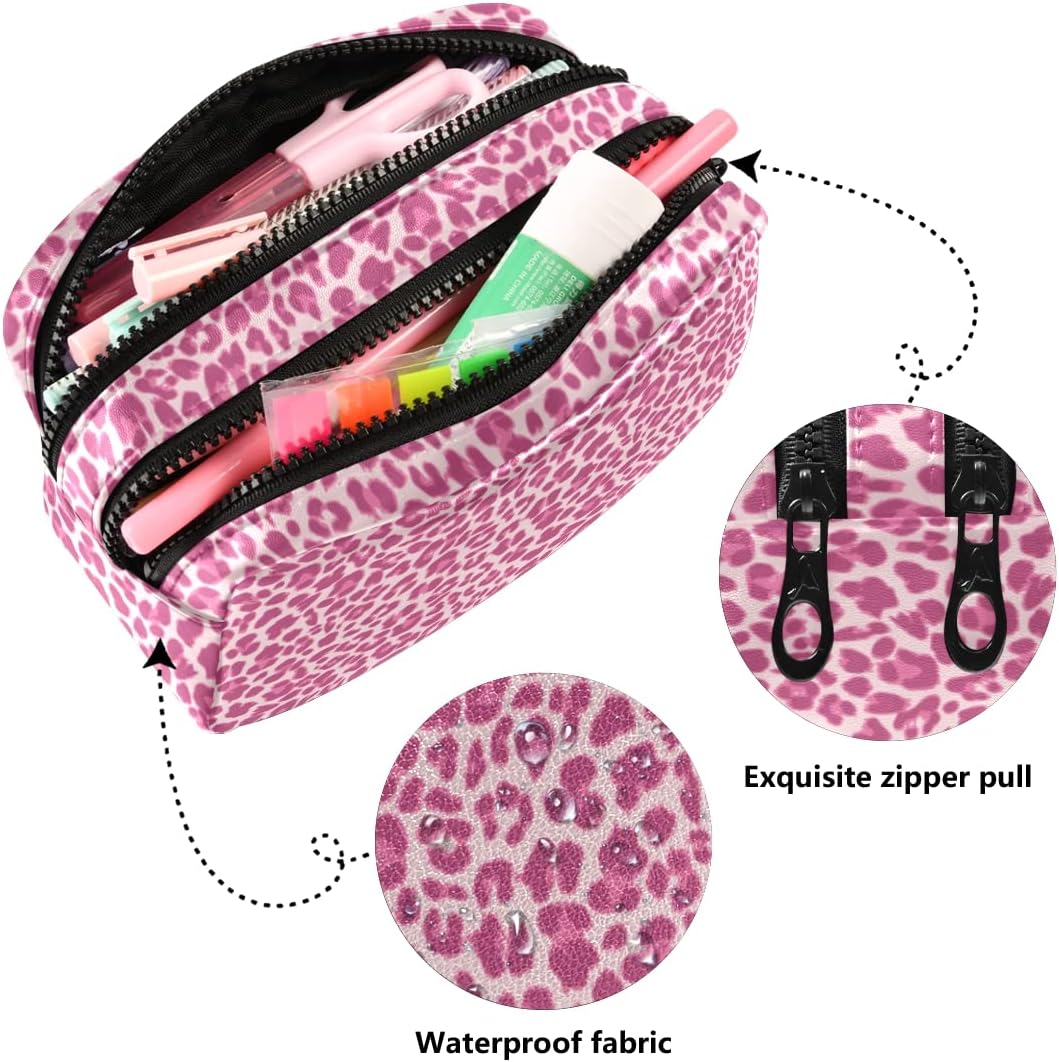 Bolsas de cuero para lápices con cremallera 2 compartimentos, fantástica y bonita funda de lápices de dinosaurio, bolsa de maquillaje para mujeres y