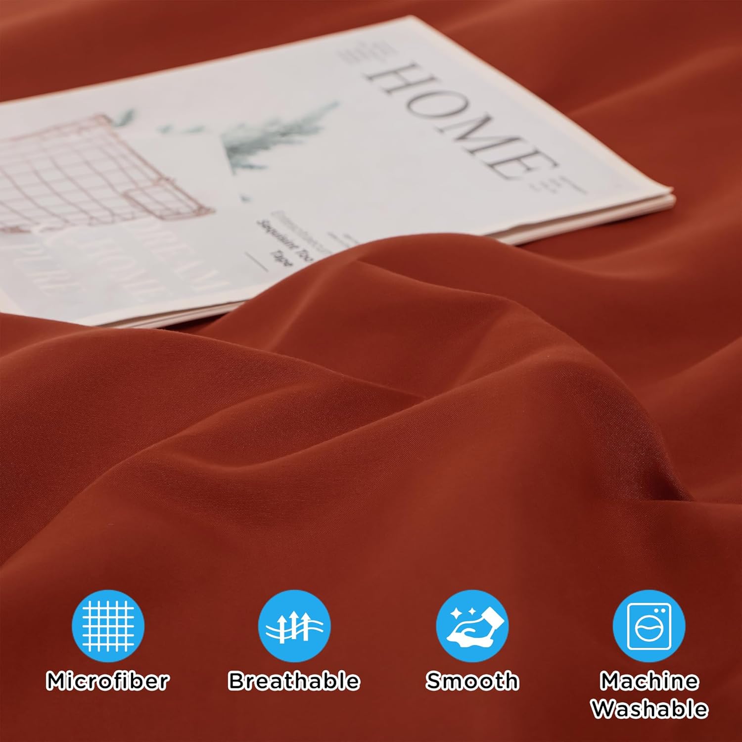ATsense Juego de edredón naranja quemado, tamaño individual, 3 piezas, tamaño individual XL, juego de edredón de ropa de cama óxido para mujeres y