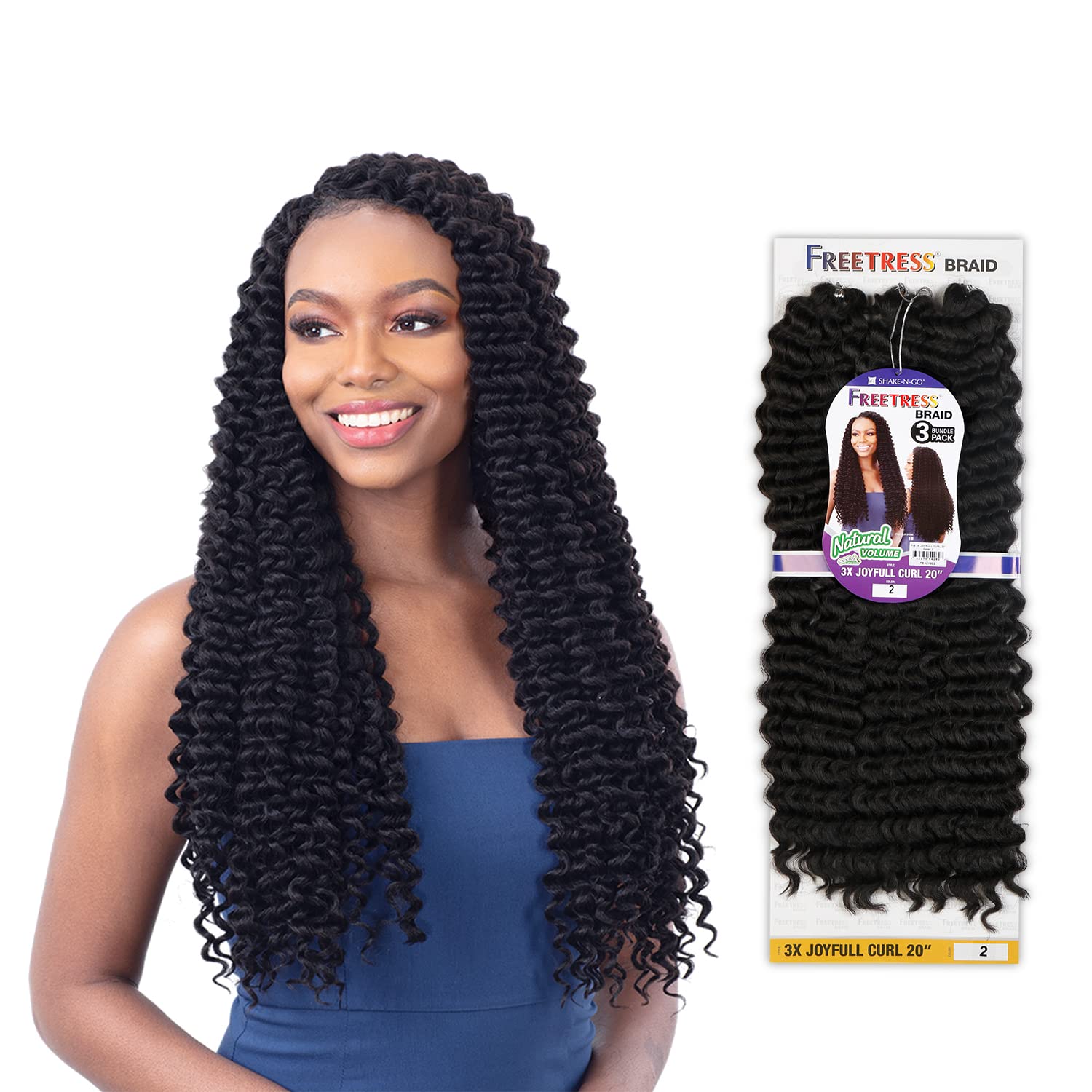 Freetress – Trenza de ganchillo  3 rizos JOYFULL de 20 pulgadas (2 marrón oscuro)