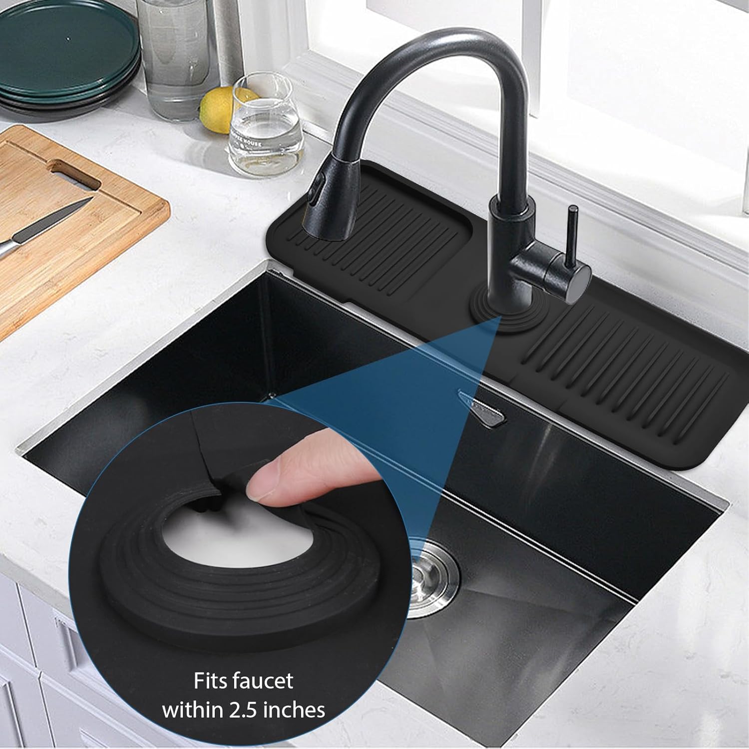 Protector contra salpicaduras para fregadero de cocina, bandeja de silicona para atrapa goteo, soporte de esponja de cocina, tapete protector