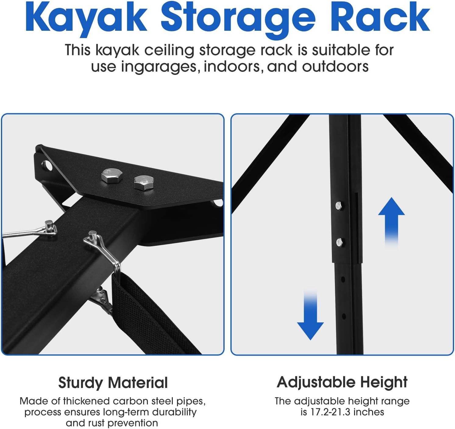 Morohope Estante de almacenamiento para kayak, estantes de pared resistentes para garaje y almacenamiento al aire libre, estante de almacenamiento
