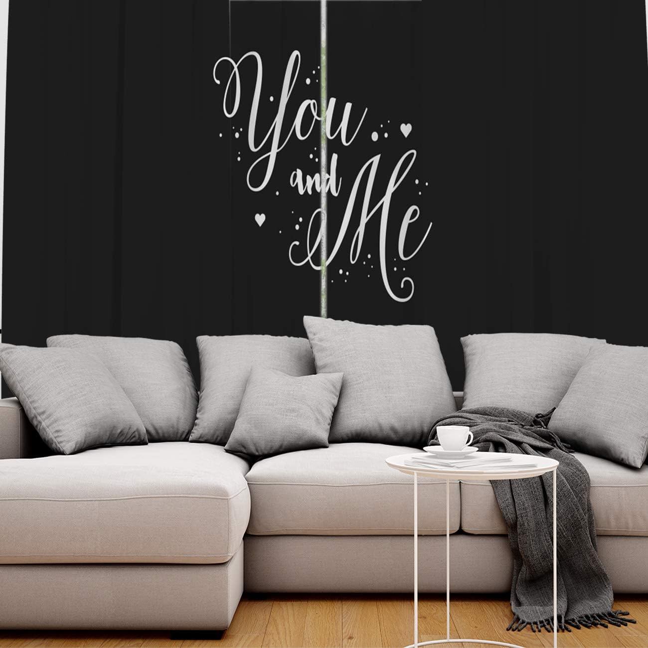 FortuneHouse Blackout Curtains Thermal Insulated Romance Text Solid Pattern Metal Grommet Elegant Room Drapes Window Curtain for Bedroom Living Room