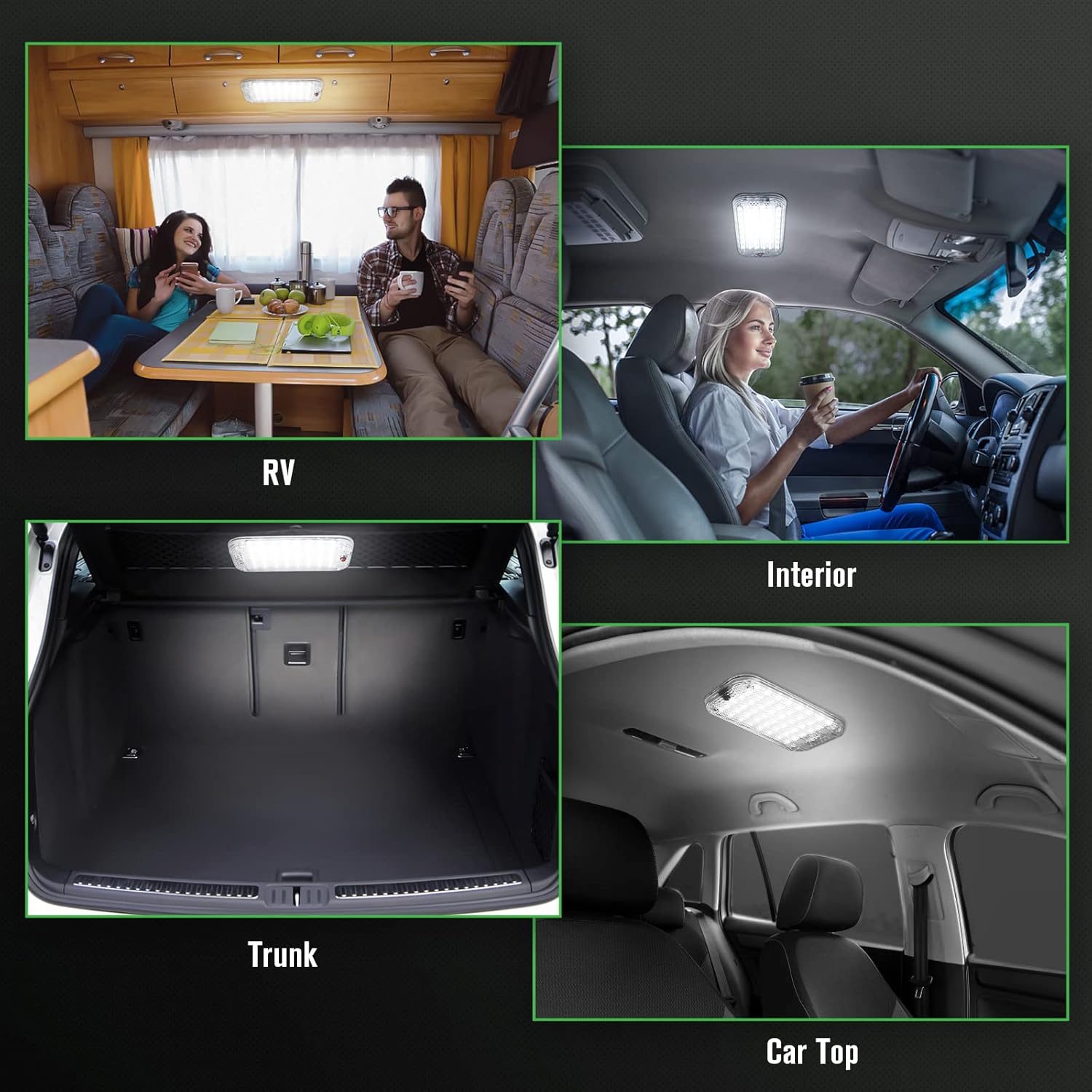 Luz LED de cúpula, iluminación interior de caravana de 12 V-85 V, 800 lúmenes, súper brillante, luz de techo LED para caravana con interruptor de