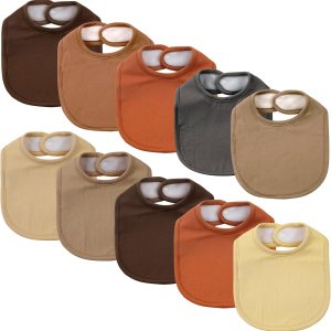 Baberos a presión para niños y niñas, paquete de 10 baberos bandana con broche, baberos de algodón orgánico con cierre a presión para recién nacidos Baberos a presión para niños y niñas, paquete de 10 baberos bandana con broche, baberos de algodón orgánico con cierre a presión para recién nacidos