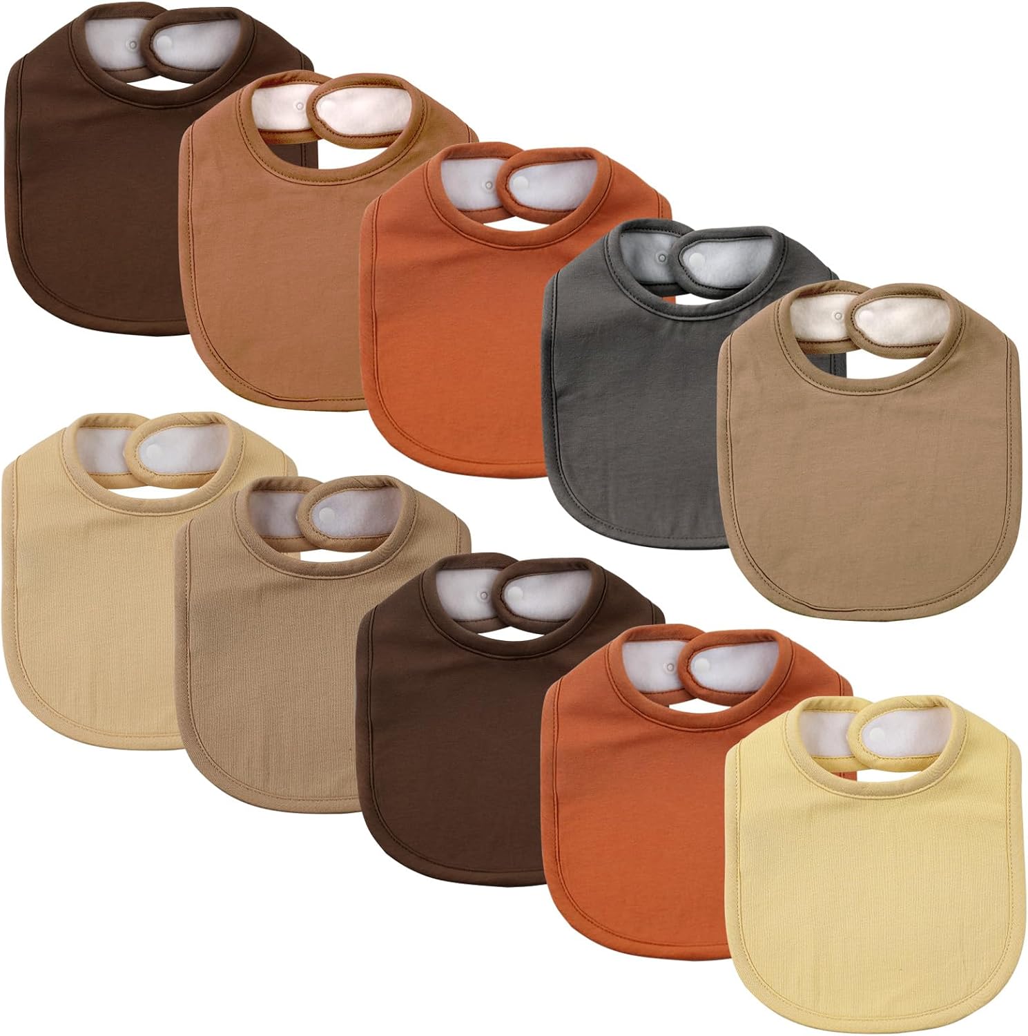 Baberos a presión para niños y niñas, paquete de 10 baberos bandana con broche, baberos de algodón orgánico con cierre a presión para recién nacidos