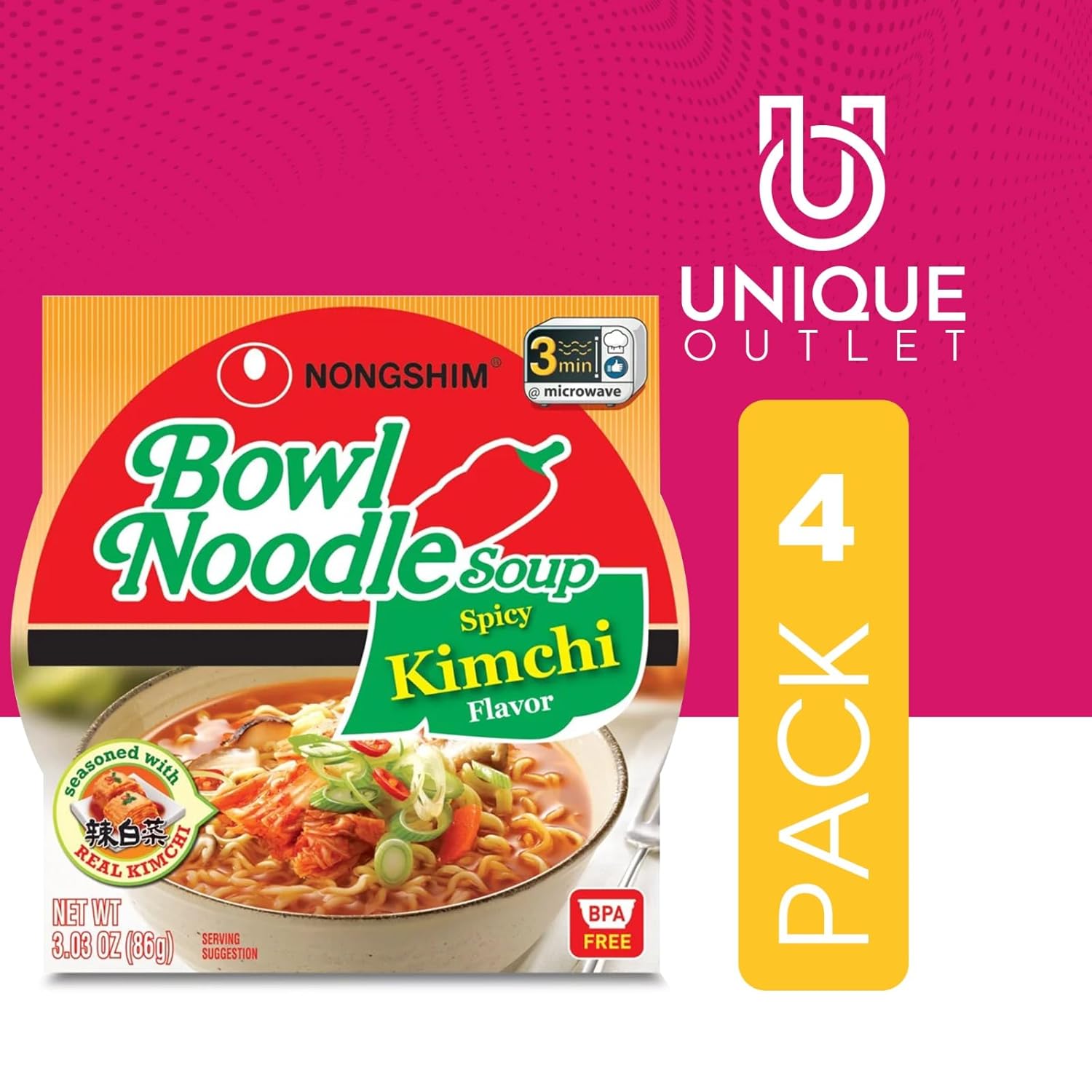 Nongshim Unique Outlet – Paquete de 24 cuencos para sopa Ramyun Ramen de sabores surtidos, 3.03 onzas