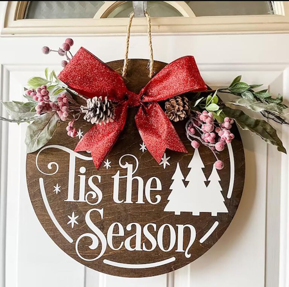 Plantilla navideña para pintar sobre madera, plantillas redondas de Navidad de 12 pulgadas, plantillas navideñas para decoración de puertas de porche