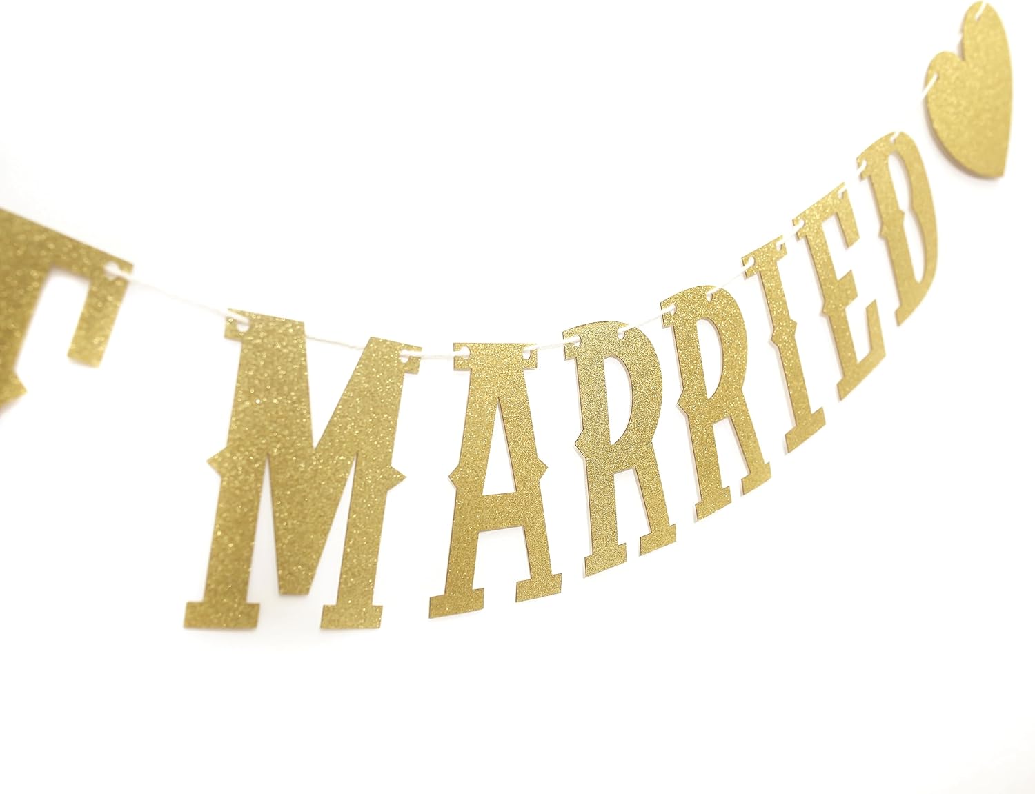 Banner dorado con purpurina de recién casado  Cartel de boda Just Married para decoración de despedida de soltera Just Married  Cartel de bandera