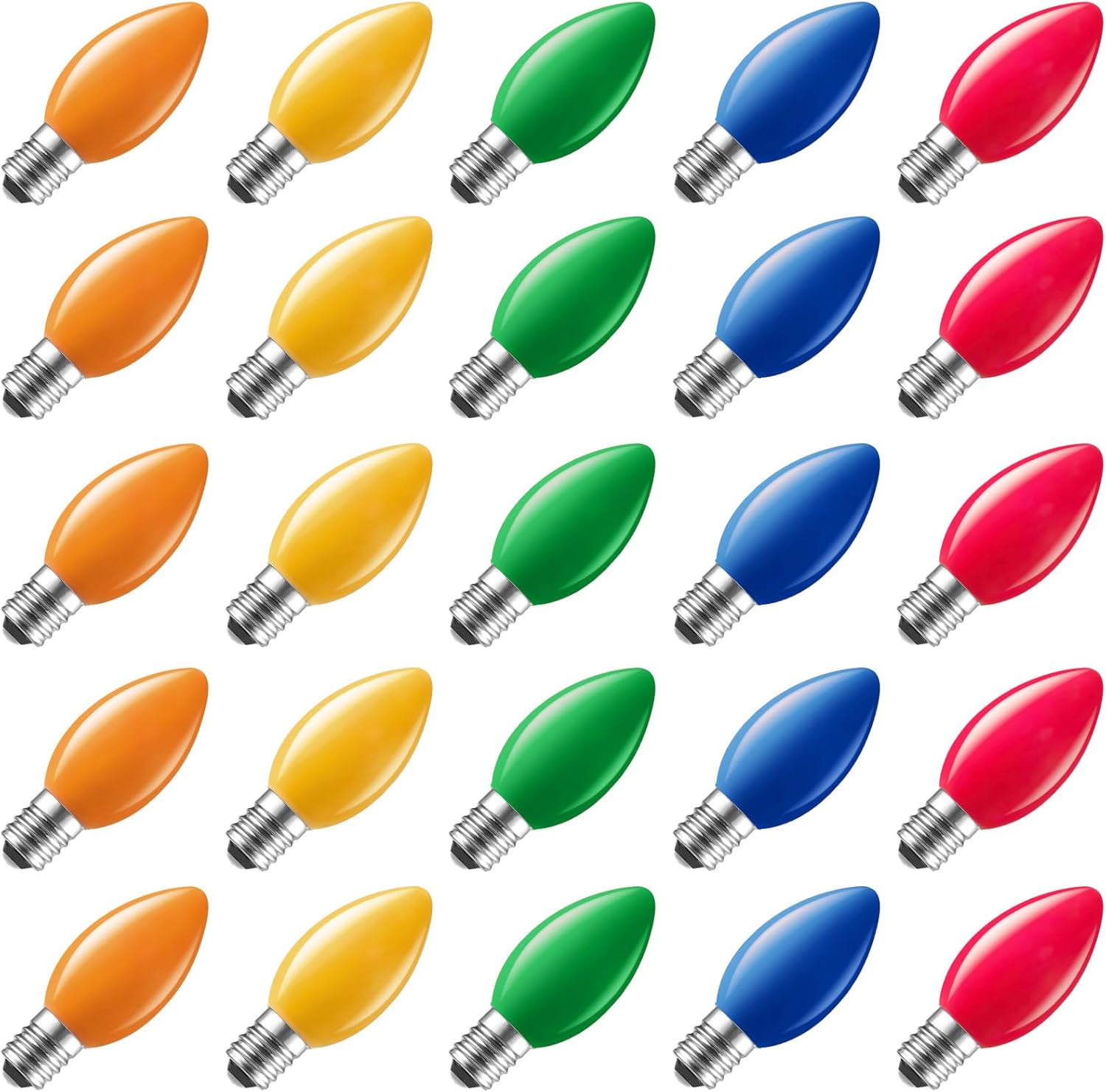Minetom Bombilla de Navidad de repuesto LED multicolor C7, bombillas de Navidad C7 regulables, base de candelabro C7E12 para luces de Navidad C7