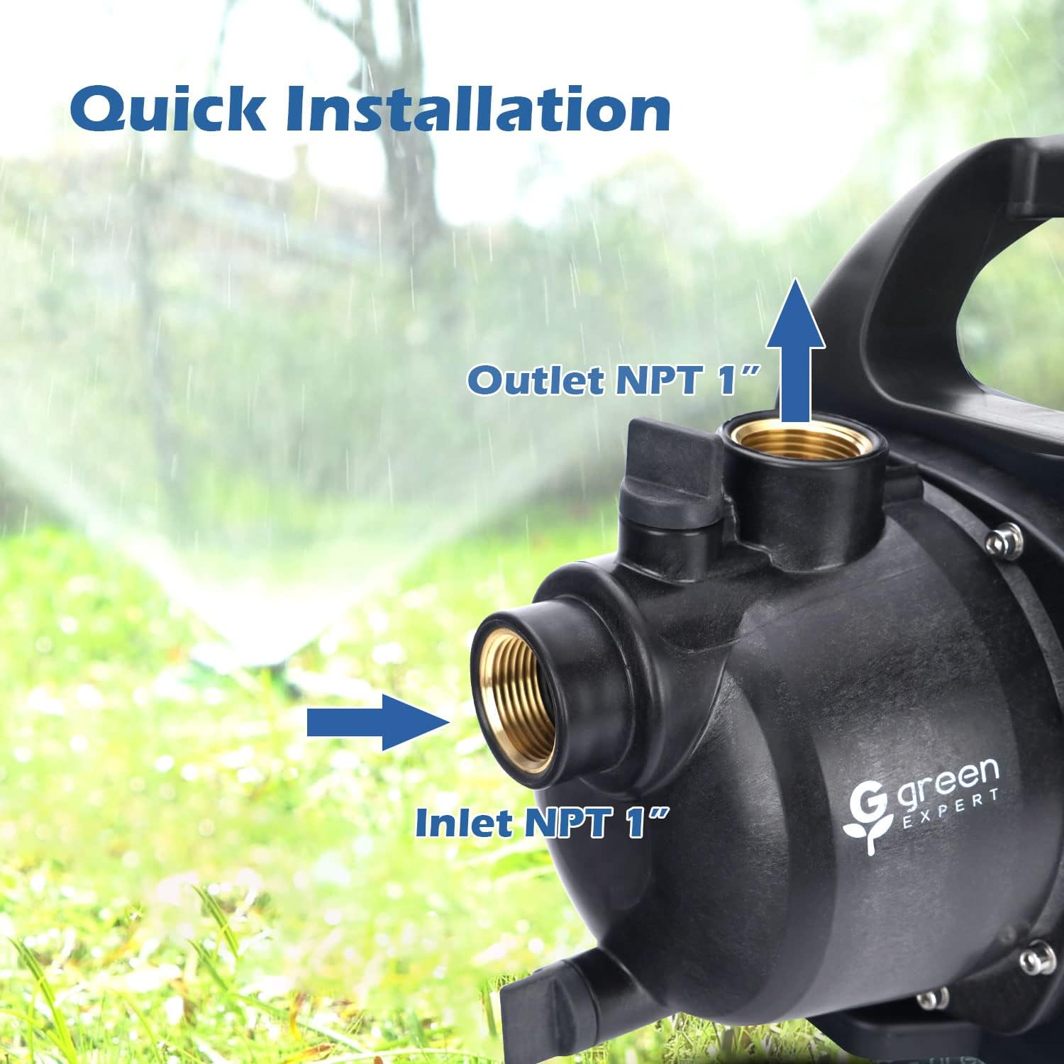 Green Expert – Kits de bomba de pozo poco profundo de 1 HP sistema de riego doméstico, incluye bomba de agua, manguera de entrada de 13 pies,