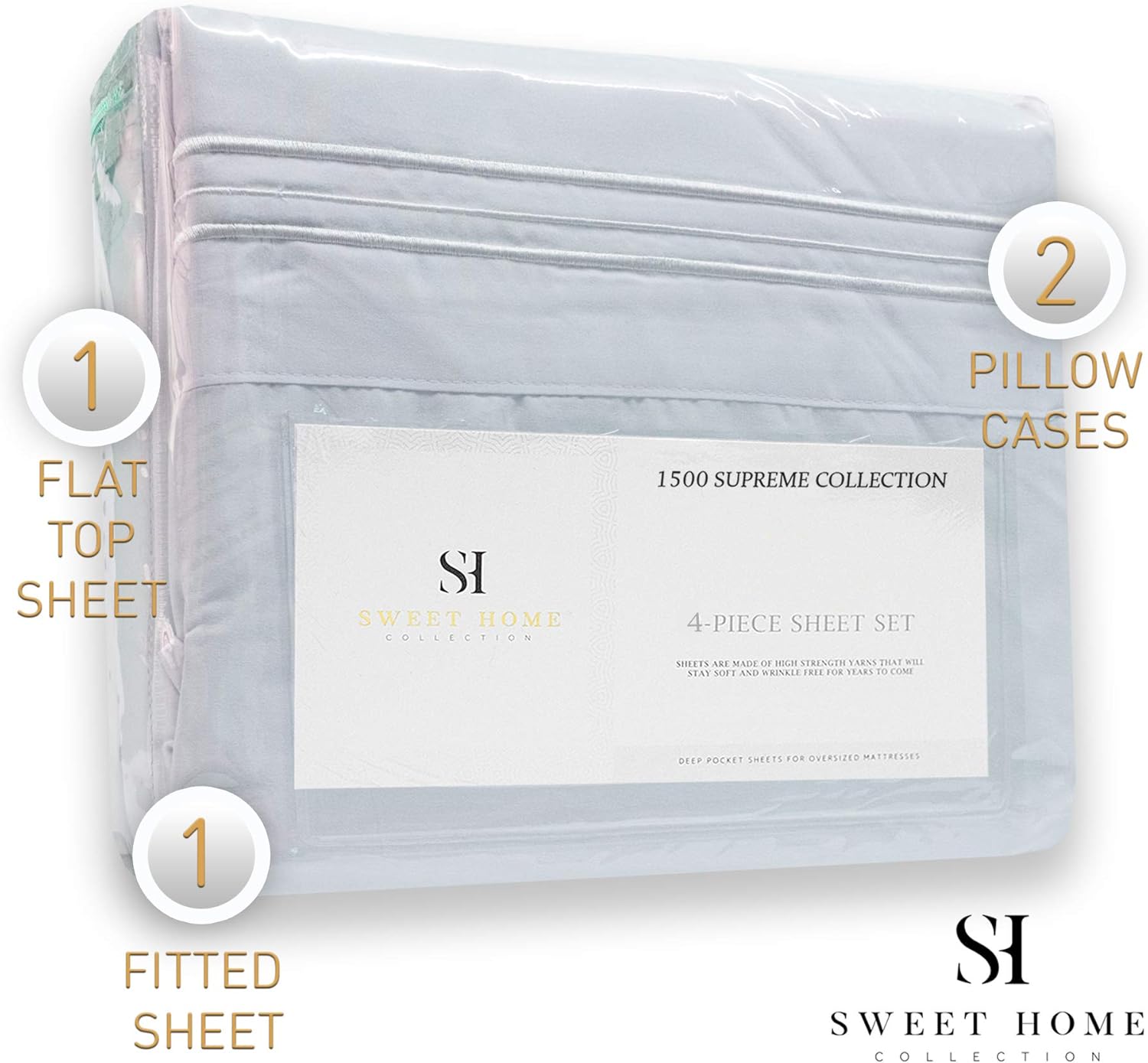 1500 Supreme Collection – Juego de sábanas, juego de sábanas de alta calidad con tela de sensación de durazno, de lujo, desde 2012, ropa de cama