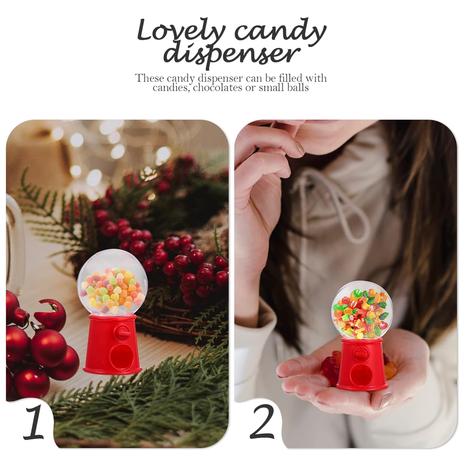 Toddmomy 12 unidades de plástico mini dispensador de caramelos de plástico máquinas de chicles pequeña máquina de chicles Adornment Party Candy