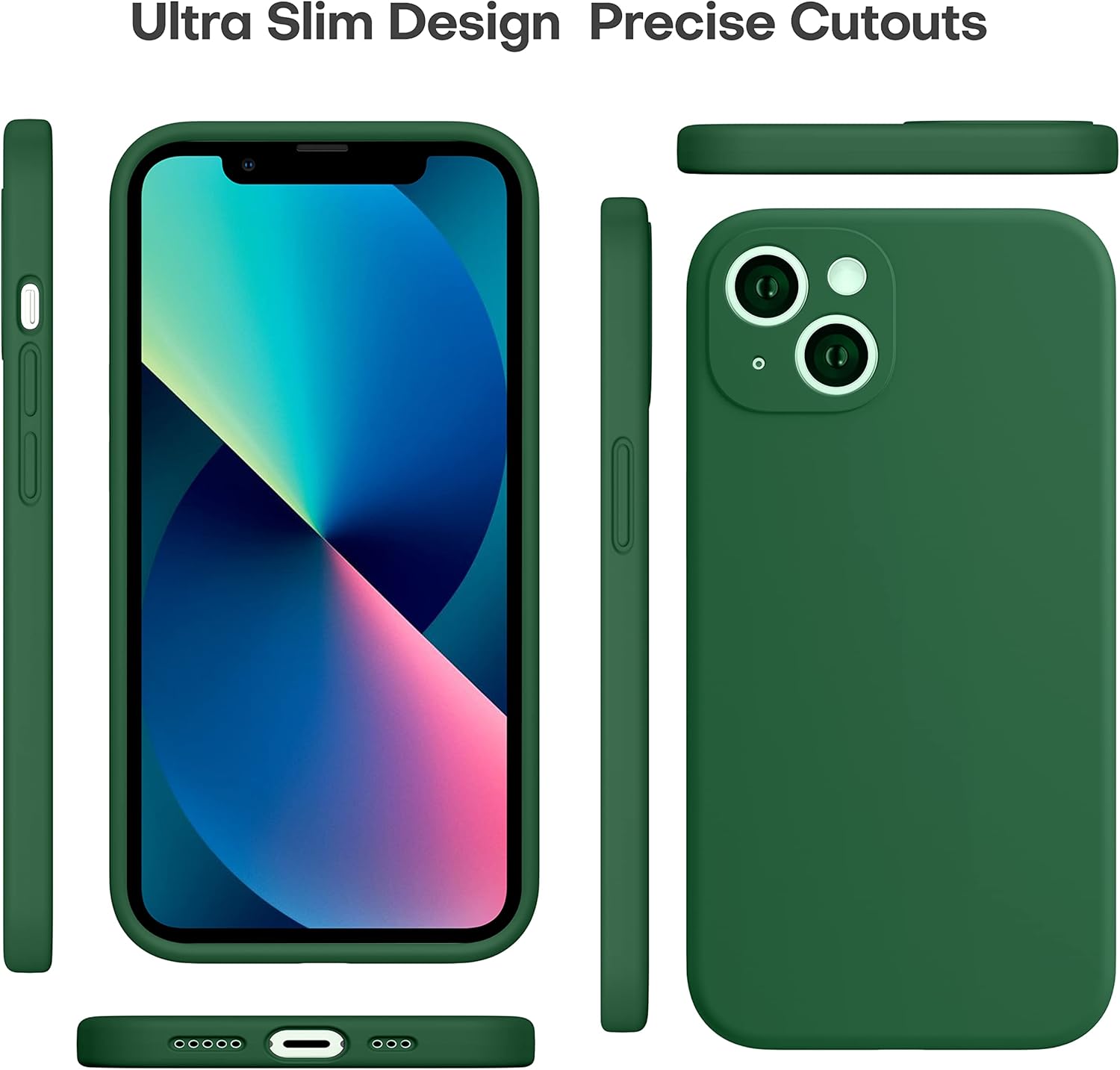 CellEver Funda de silicona duradera para iPhone 13 con material mejorado, protección de cámara de grado profesional, protección contra caídas de