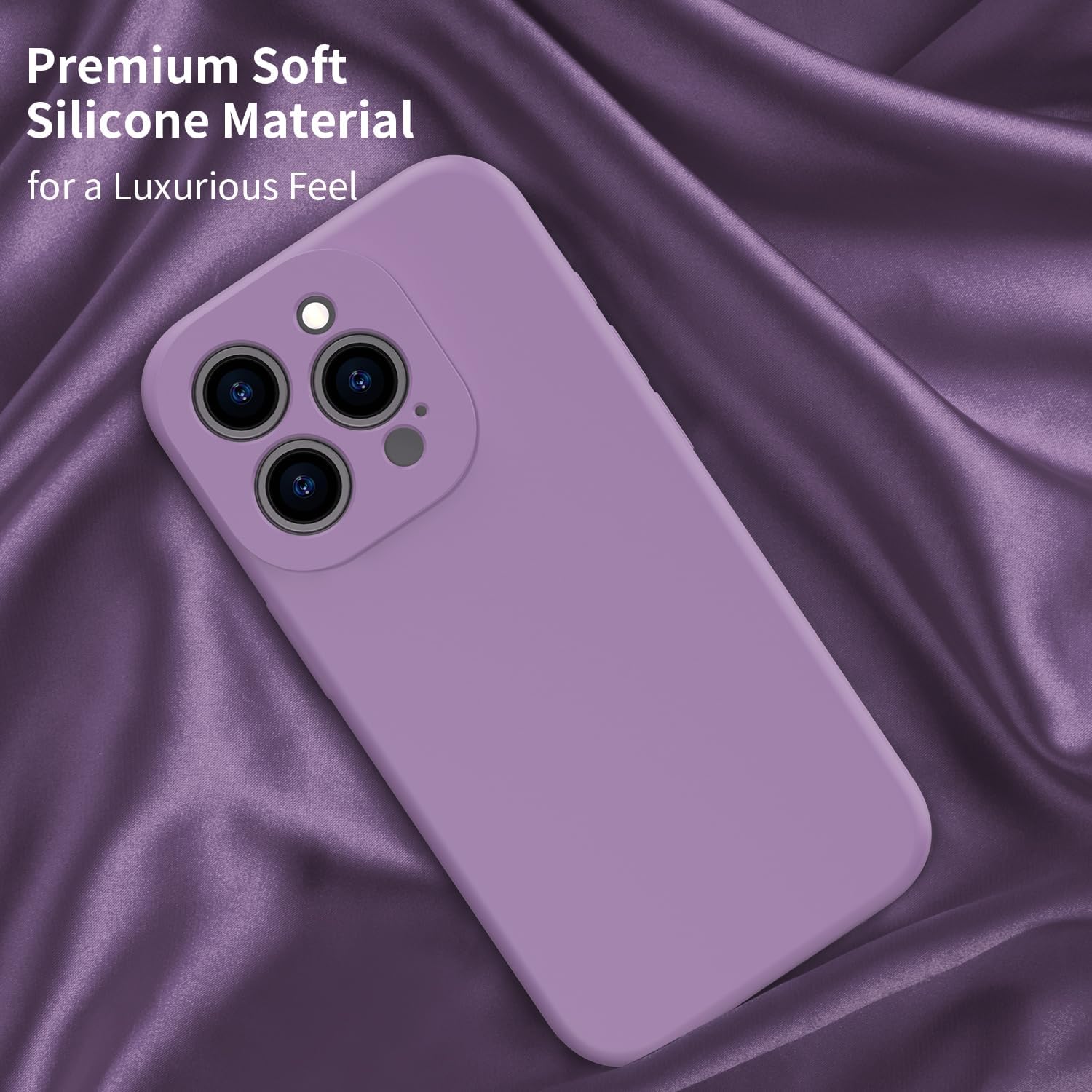 bicol Funda compatible con iPhone 15 Pro con protector de pantalla, protección mejorada del lente de la cámara, funda protectora de silicona líquida
